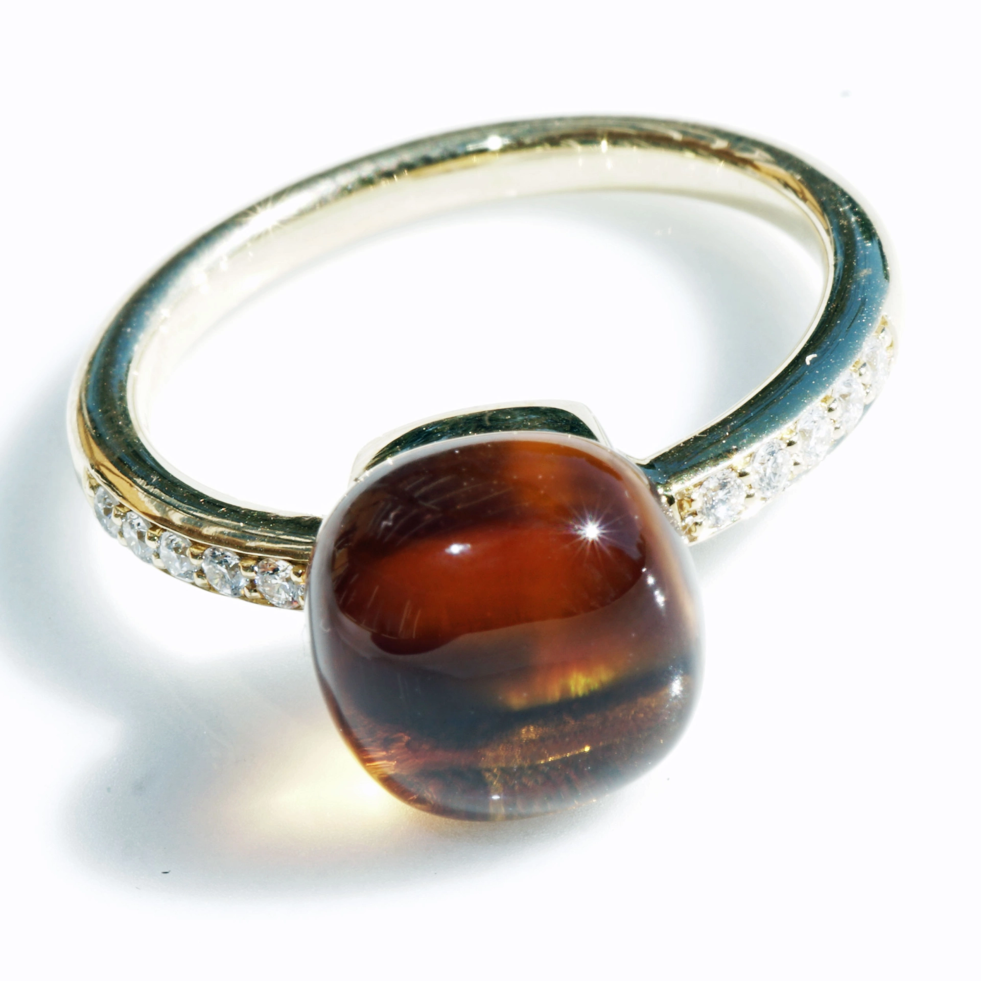 Citrine Brilliant Ring 18 kt Yellow Gold...perfekt floating Effect