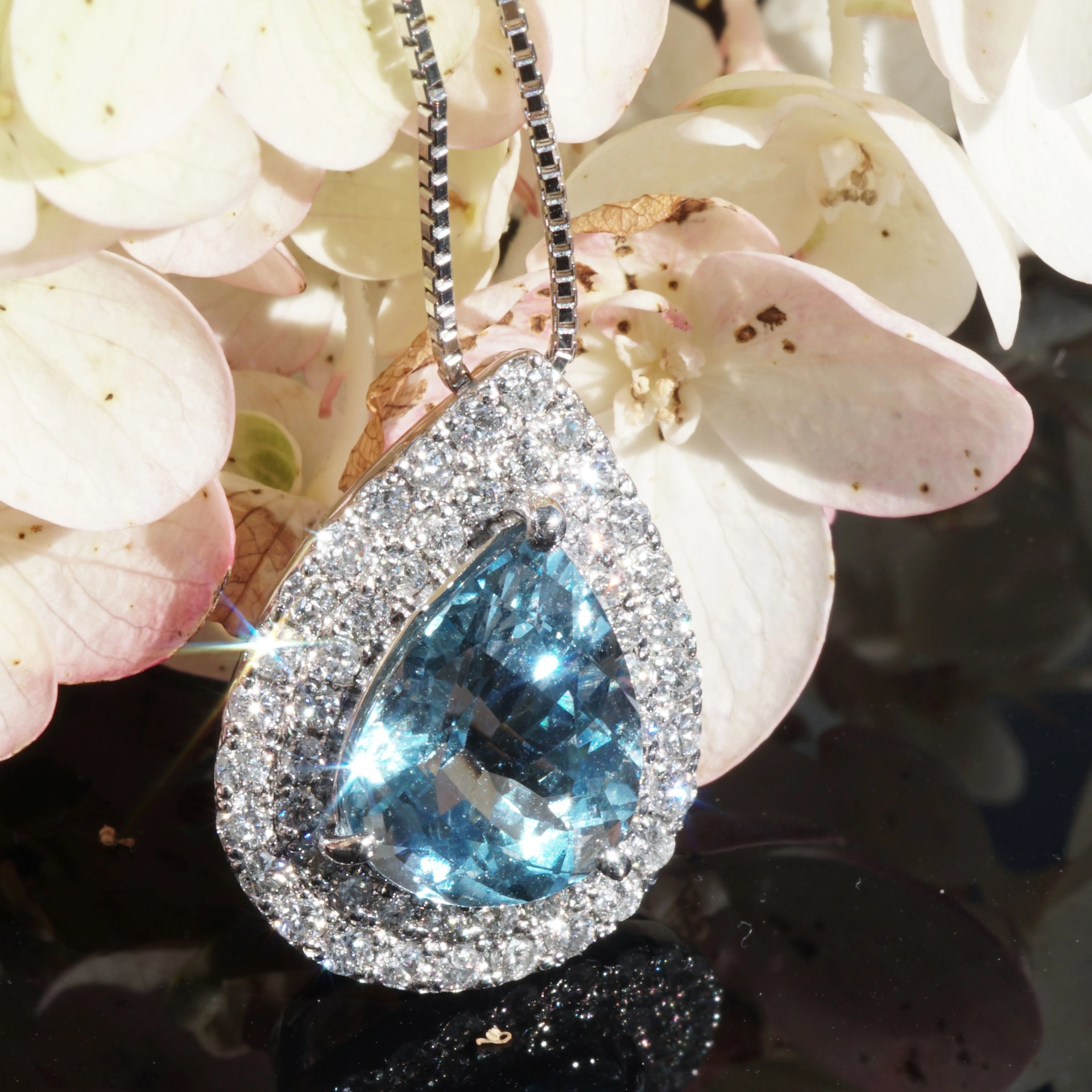Santa Maria Aquamarin Brilliant Pendant 2.73 ct  950 platinum 0.63 ct Rare Color