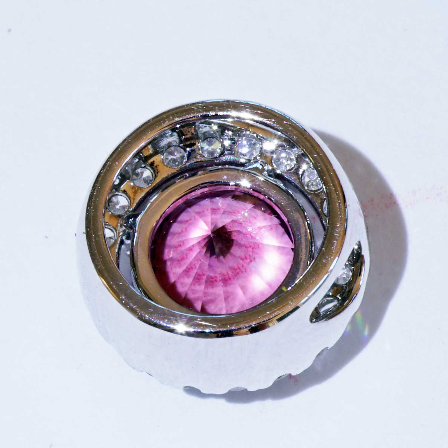 Spinel Brilliant Pendant 1.50 ct 0.14 ct TW VS..natural Color pink-violet-aubergine 18kt White Gold