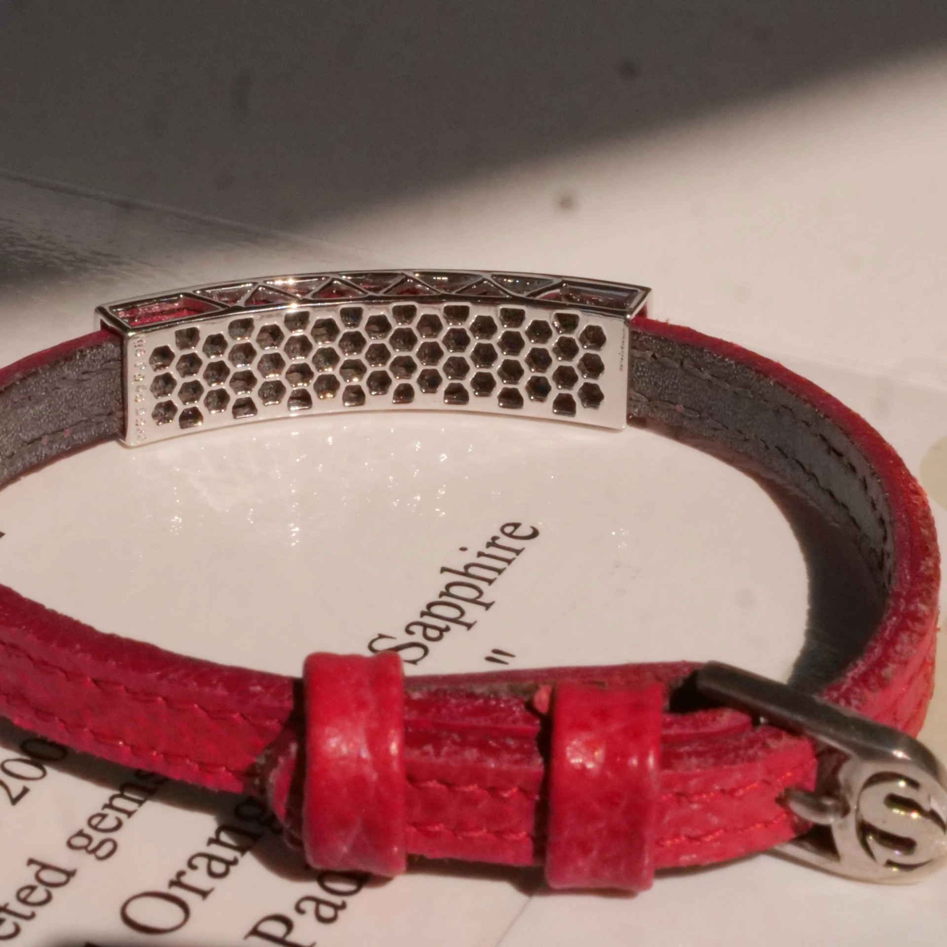 Unheated Padparadscha Saphire Brilliant Bracelet 18 kt White Gold GRS Certifikate...for Connoisseurs