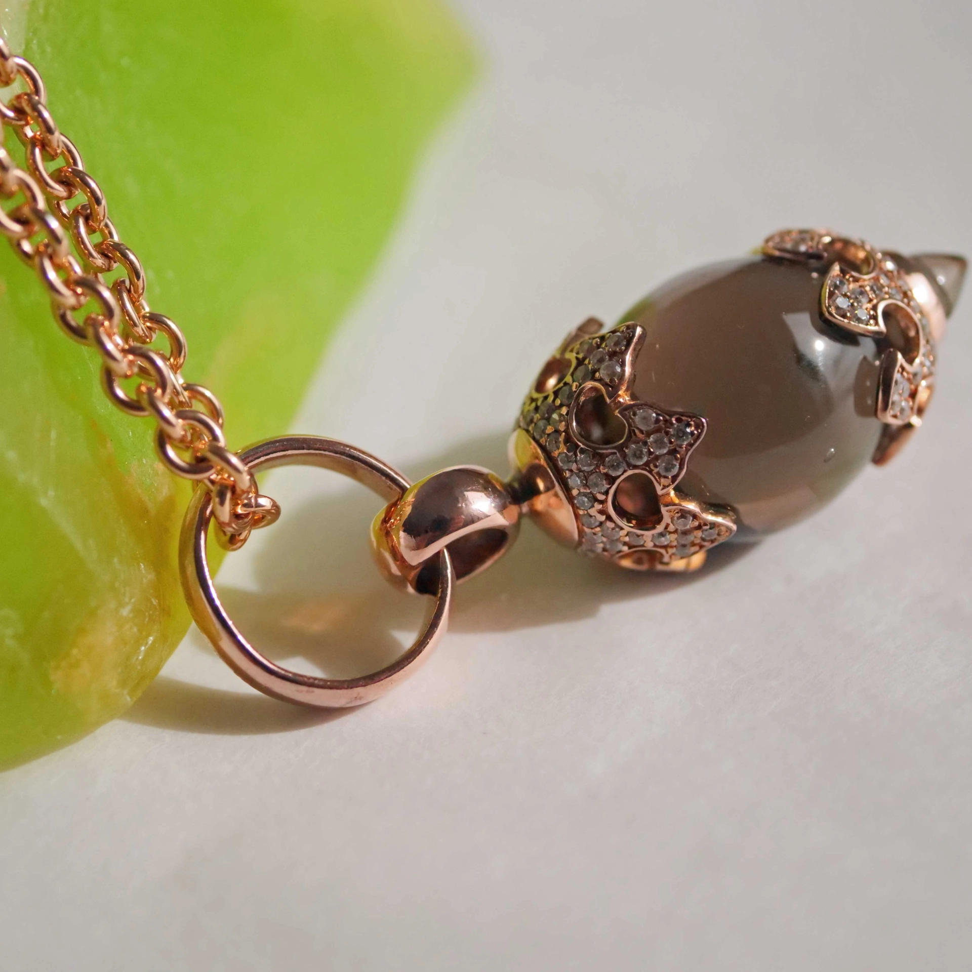 Chilango Pendant Crystal Smokey Quartz Crown Circonia 925 Silver
