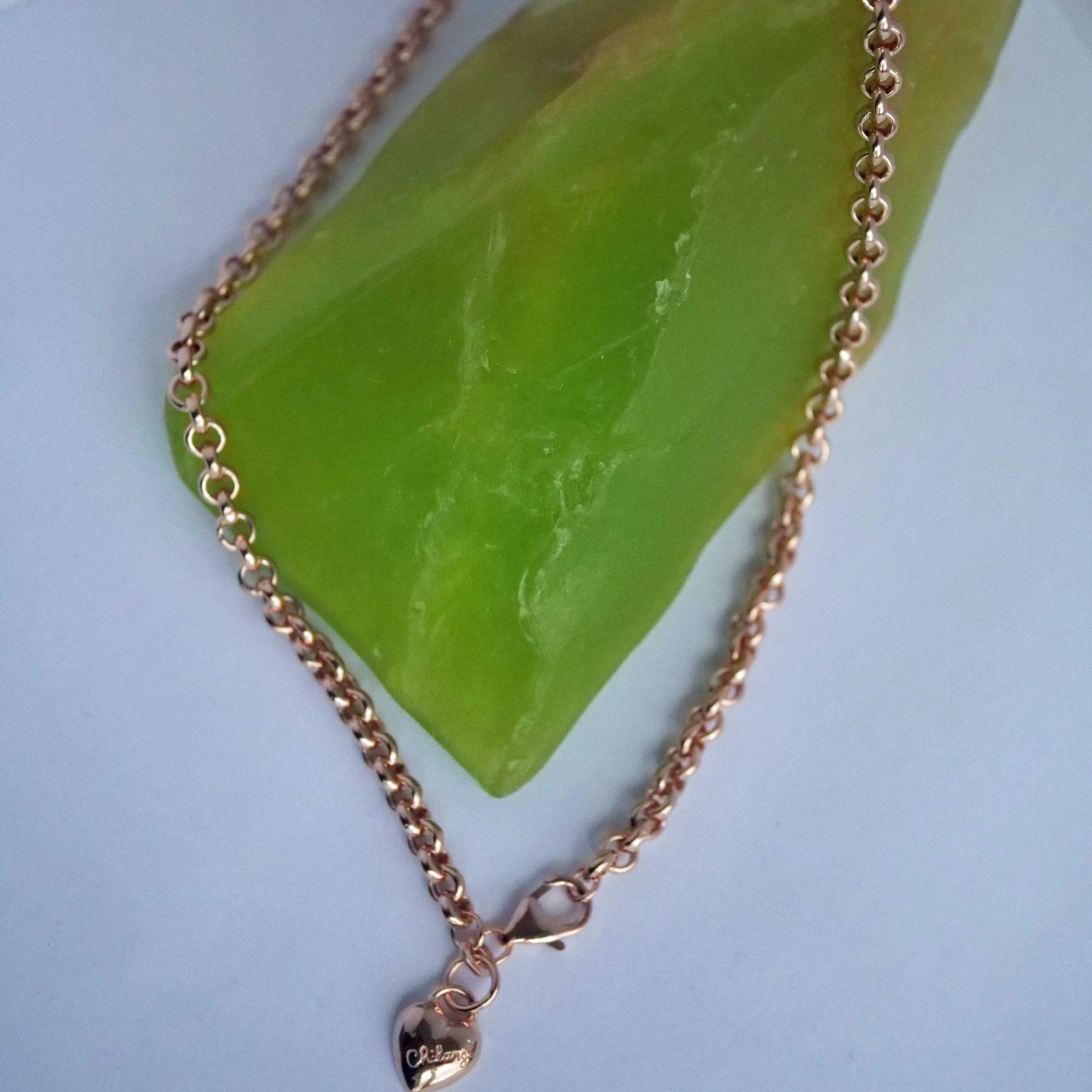 Chilango 5 mm Rollo Chain in 45 cm 925 silver 18kt rose gold plated