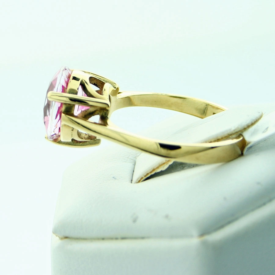 Topas-Ring, 585er-Gold, kräftig pink,
