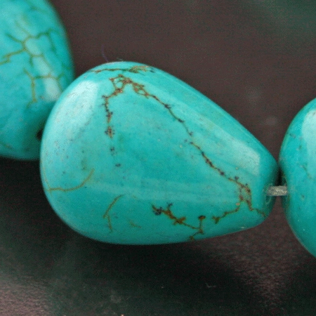Turquois String with big Drops 15-20 mm single seizes deep skyblue