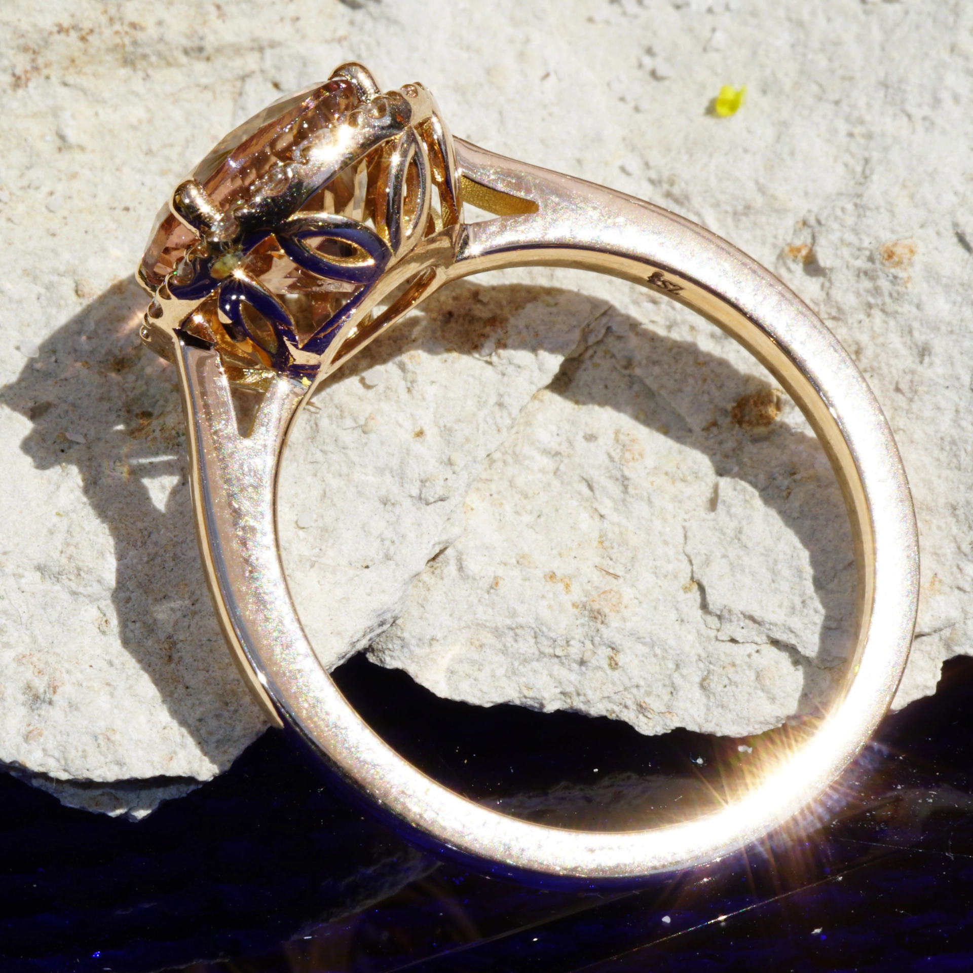 Turmalin Ring 18 kt Rosegold made in Valenza Springcolors