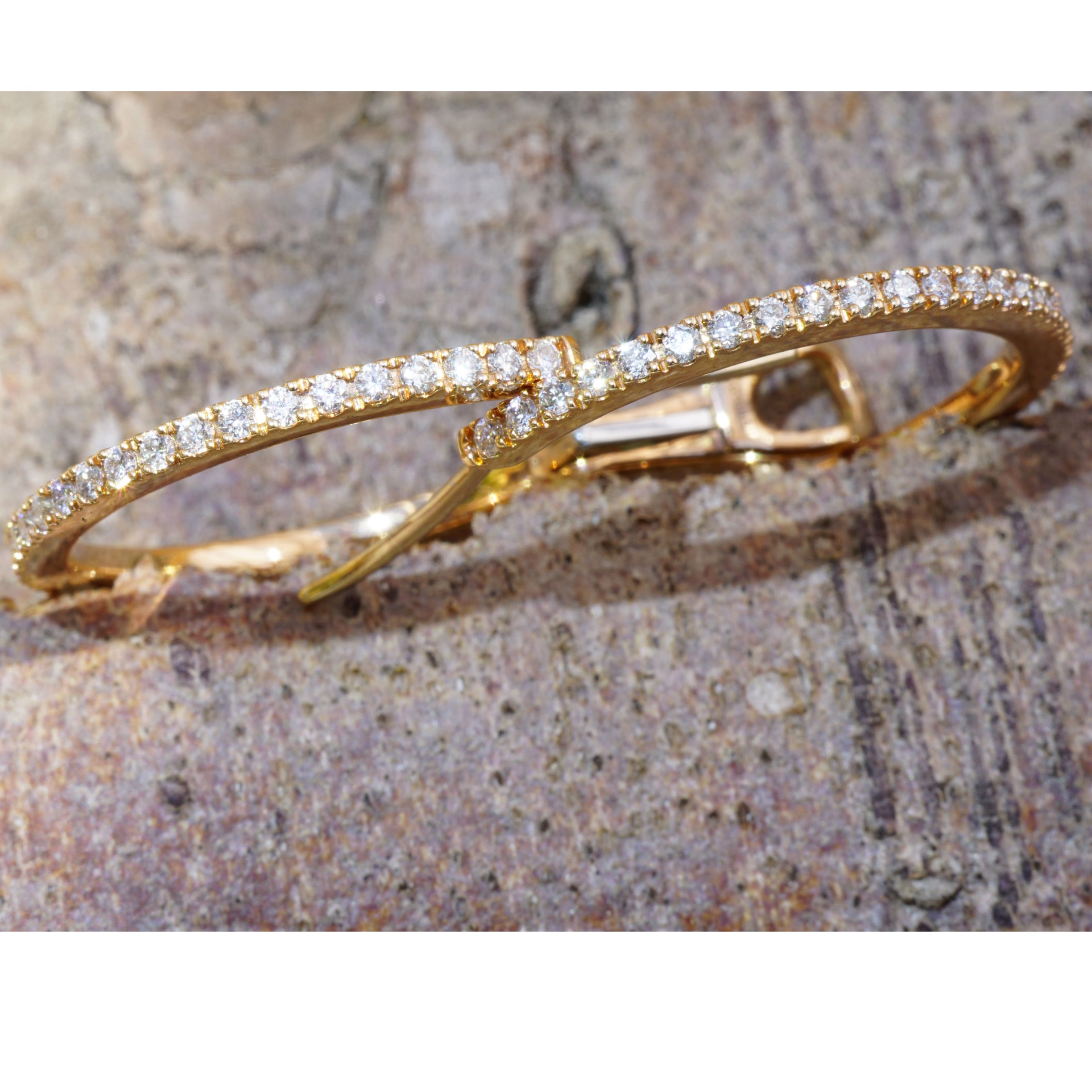 Brilliant Cut Diamond Creoles....italian Life Energy for every Day...18 kt Rose Gold