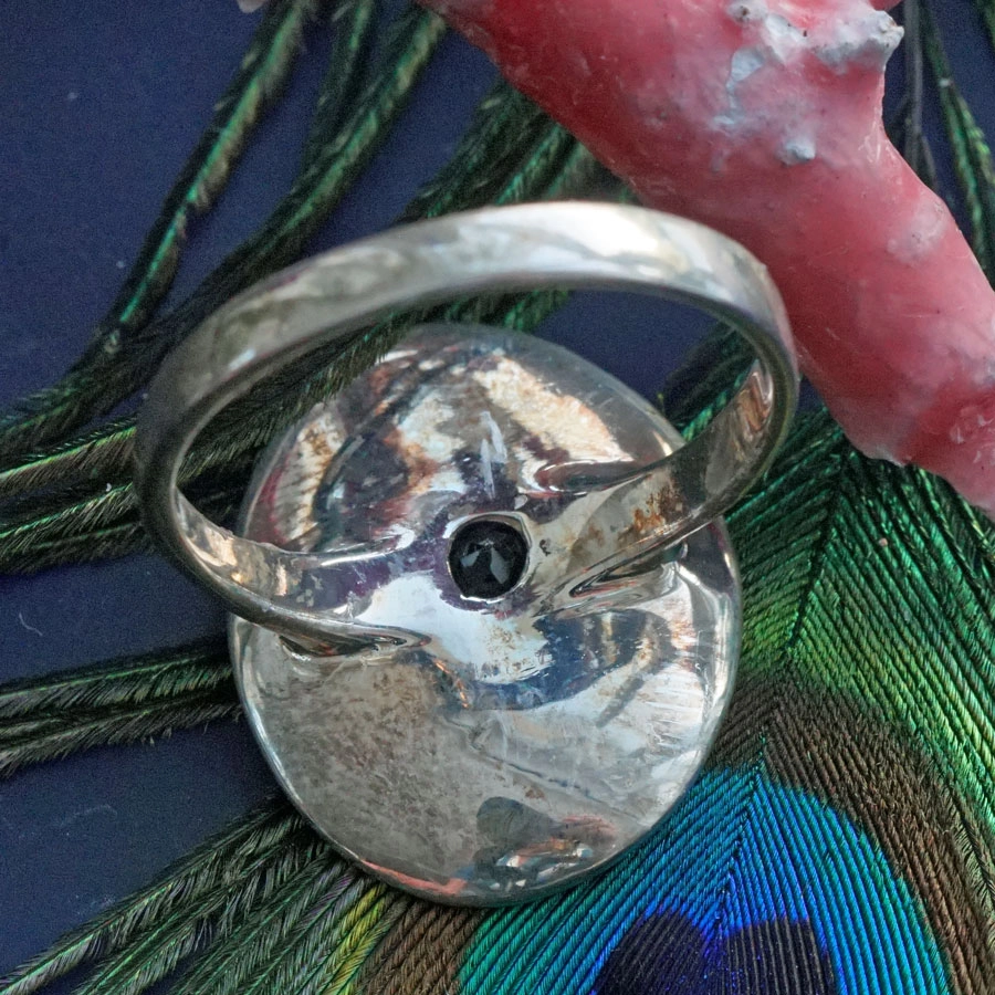 Set:Amethyst Ring und passende Ohrhänger in 925er Silber oval Handarbeit