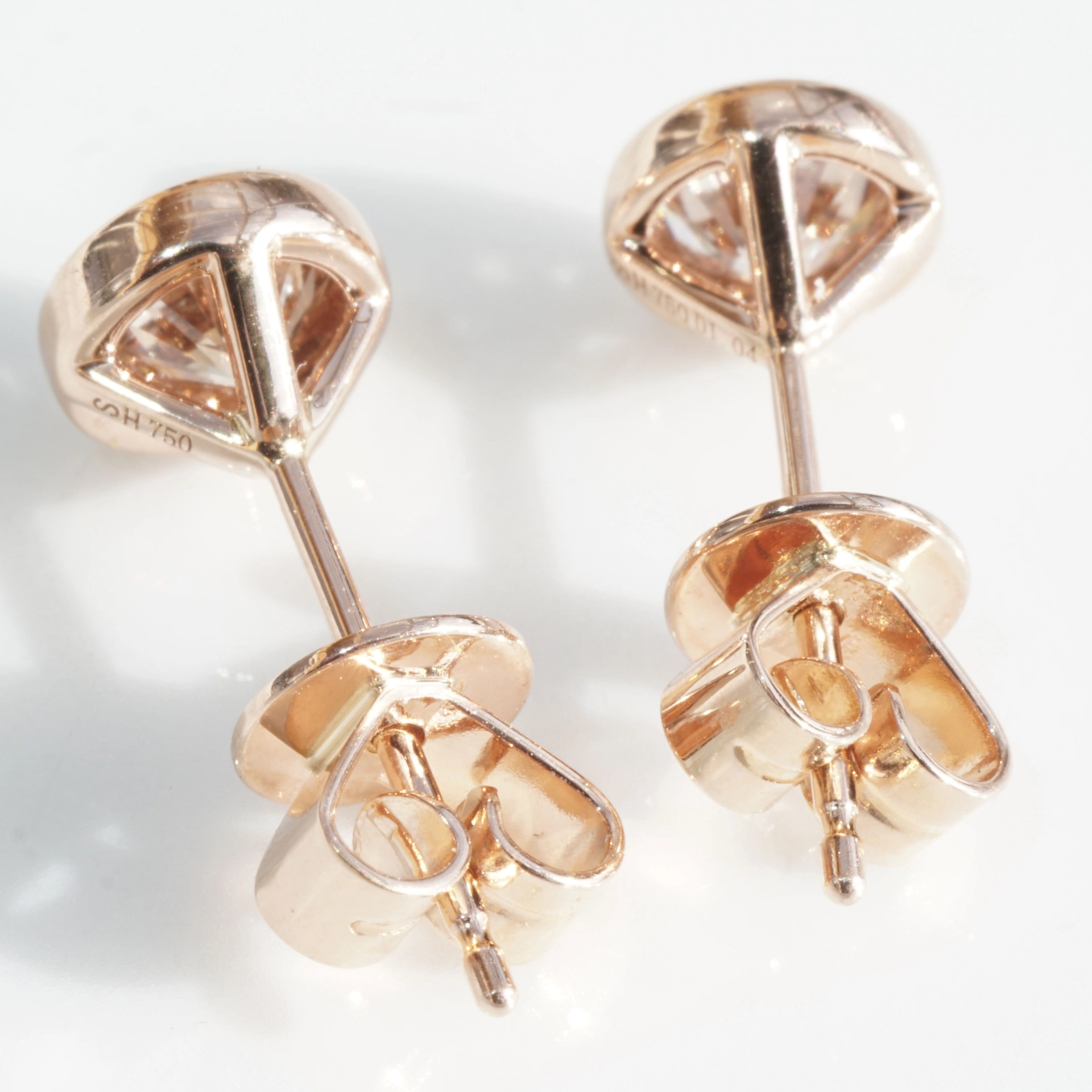 Solitaire Diamond Stud Earrings with great Brilliance 1.04 ct  brown SI 18 kt Rose Gold