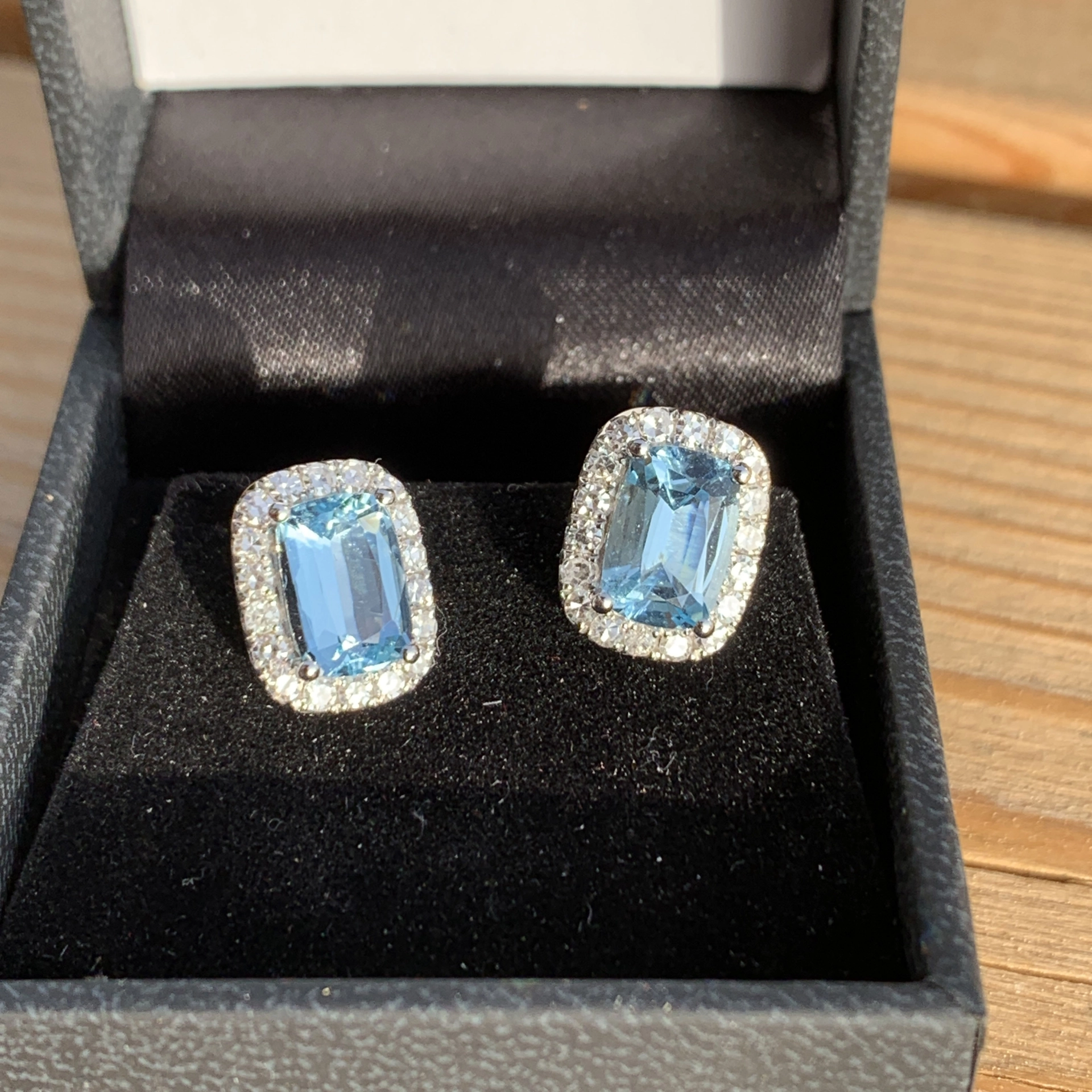 Aquamarin Diamant Ohrstecker AAA+ 12 x 10 mm Feines Weiss Lupenrein-VVS High Quality