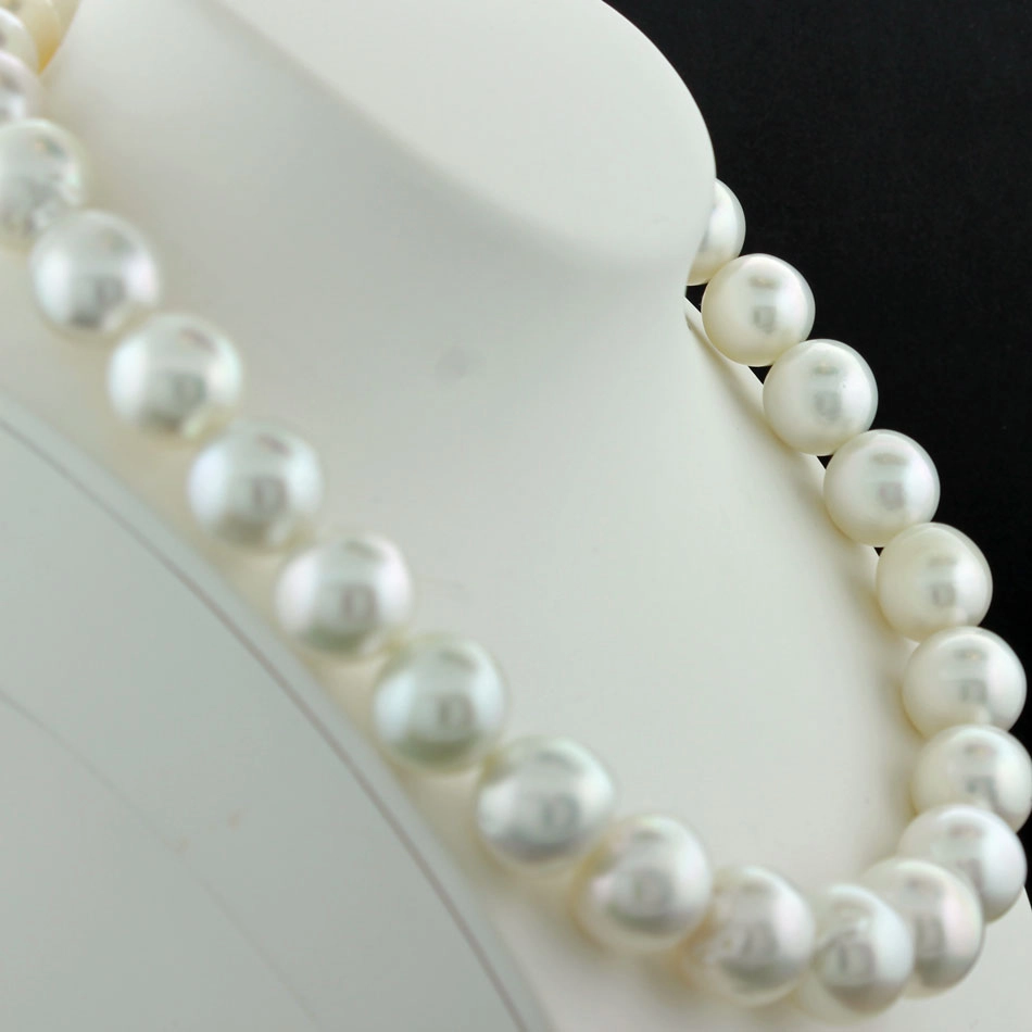 Südsee Zuchtperl Collier 13-15,3 mm weiß rund-l.unrund