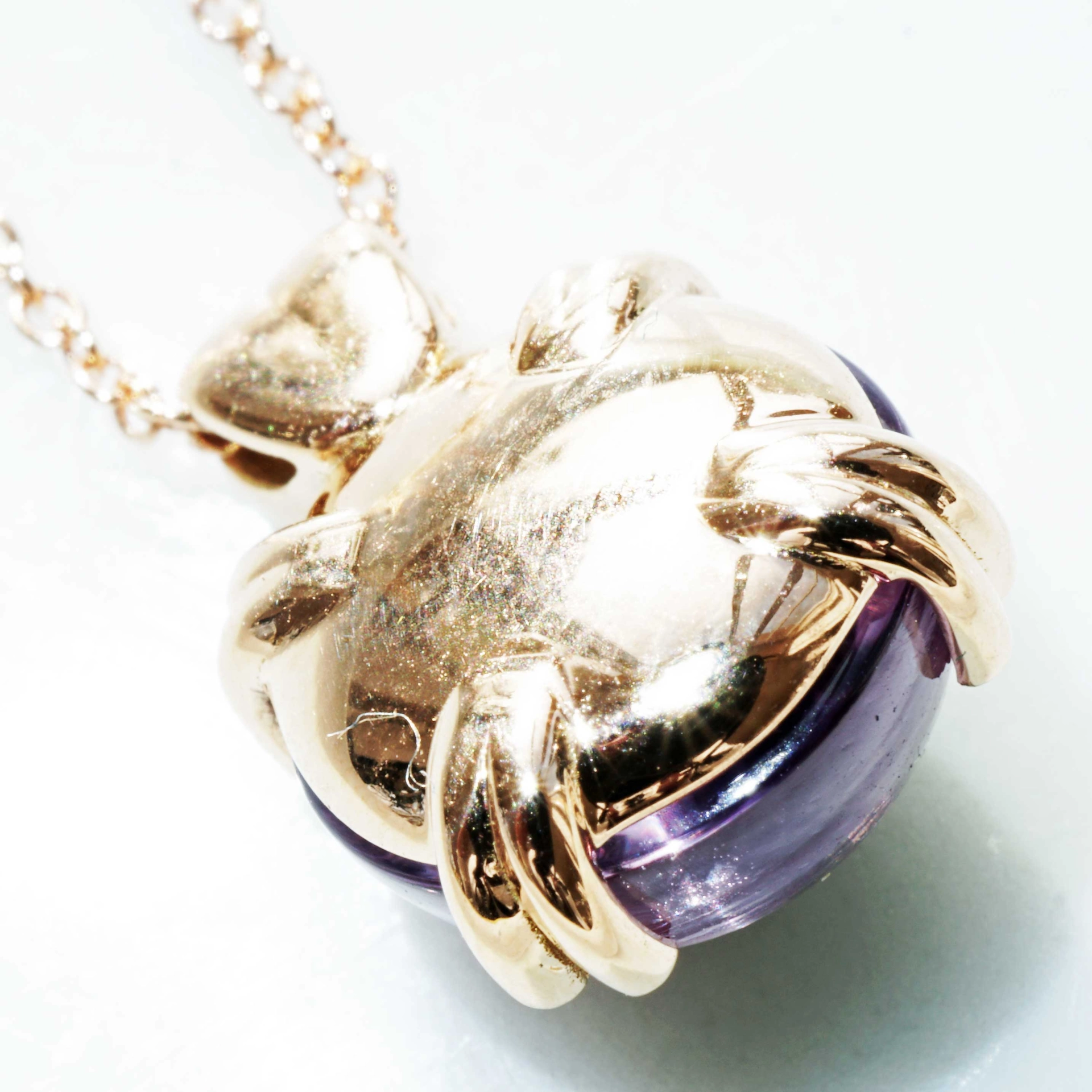 Amethyst Tsavorith Necklace 18 kt Rose Gold.sweet Bubbles..round Gemstone