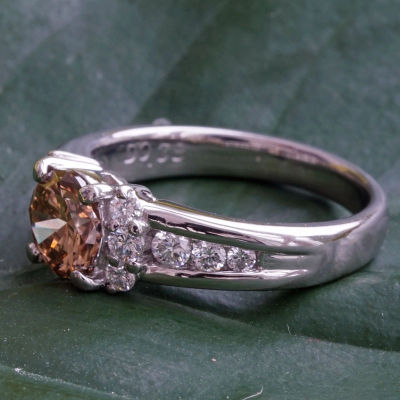 Brillant-Ring-braun-900er-Platin-1.06ct-0.38ct