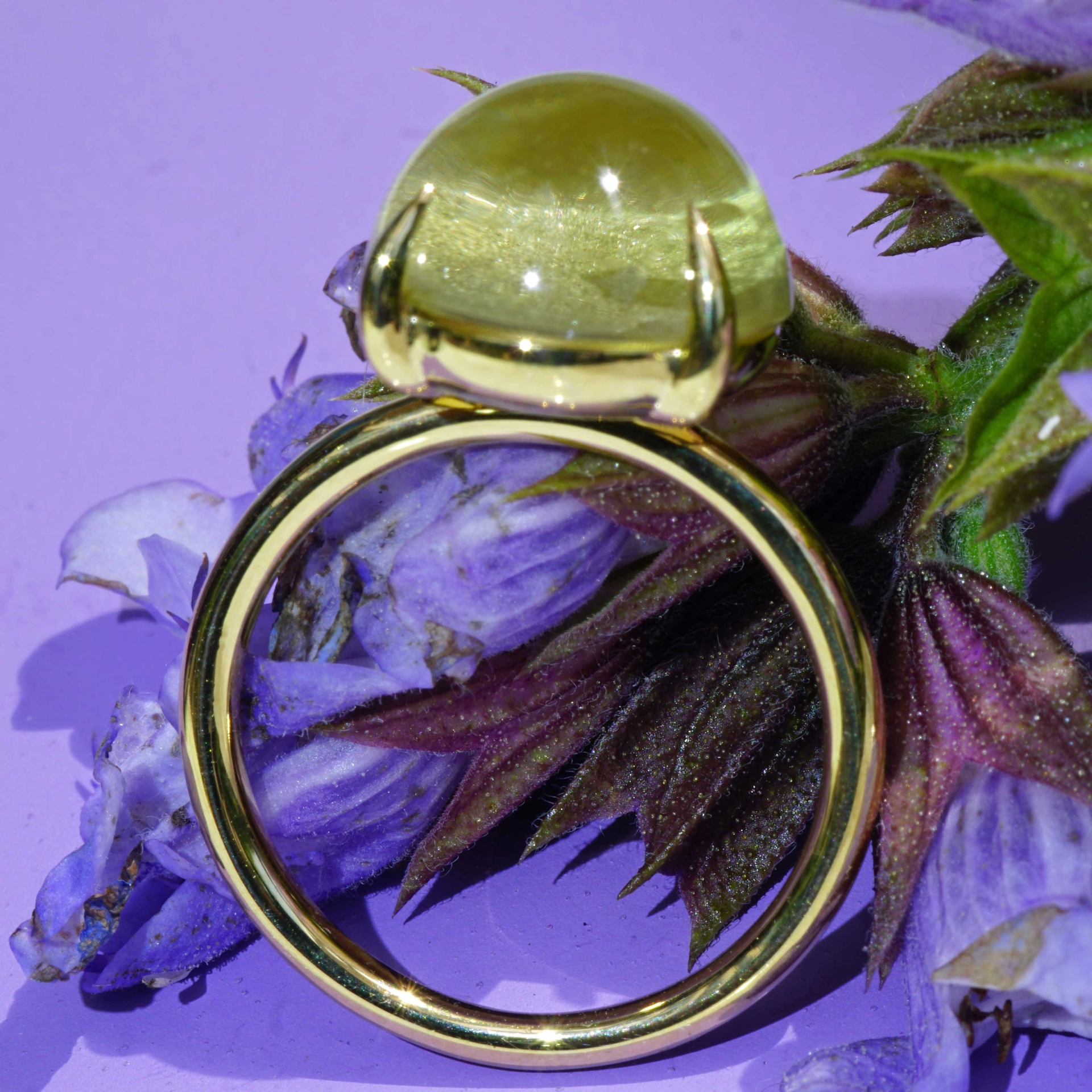 Lemon Quartz Ring 13x12 mm 18kt Yellow Gold...perfect Combination Ring
