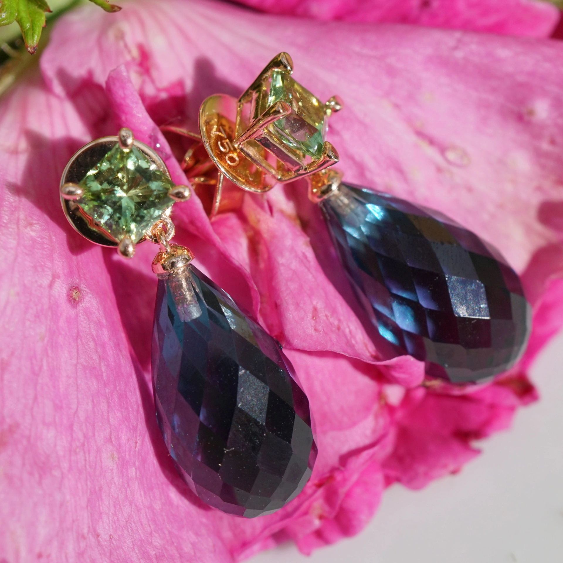 Ohrstecker Blautopas Peridot 750er Rosegold GREAT WE CELEBRATE COLORS