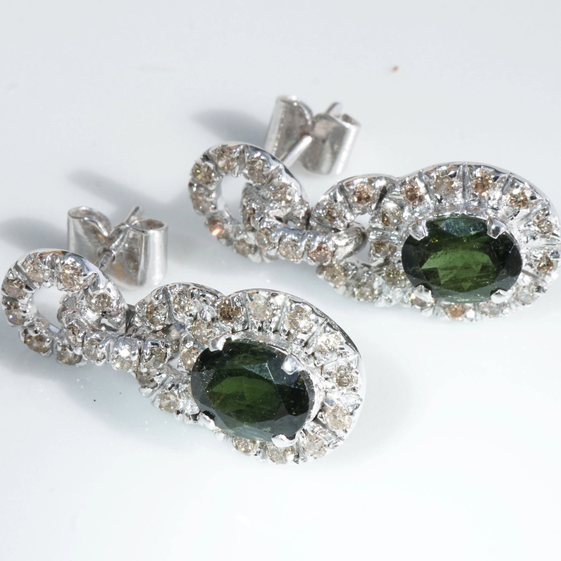 Tourmaline Brilliant Earrings 14 kt White Gold...splendor Earrings