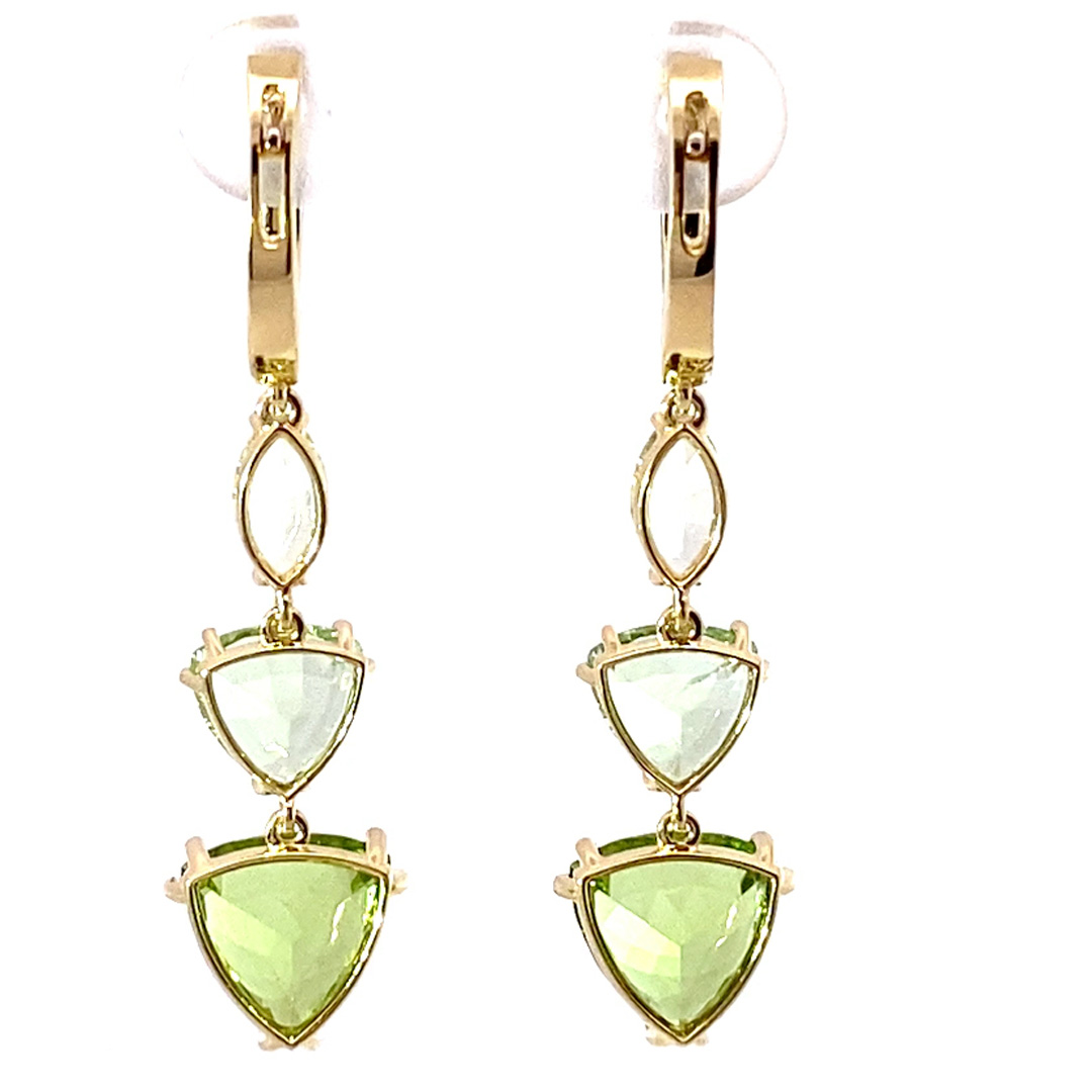 Chrysoberyl Tourmaline Peridot Brilliant Drop Earrings 750 Yellow Gold 10 ct AAA+... unbelievable, fragile play of colours