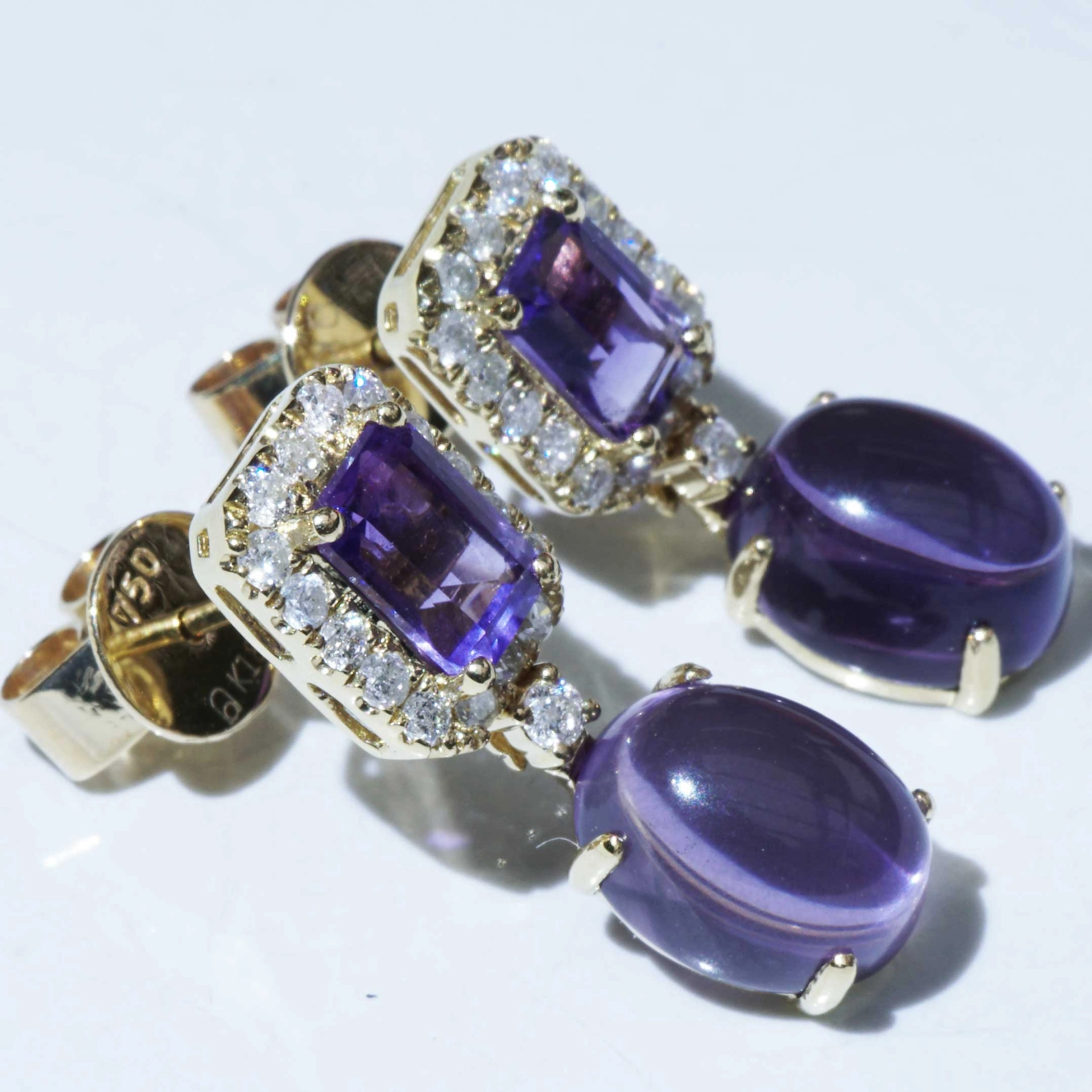Amethyst Brilliant Earrings 4.60 ct 0.40 ct ....Color Purple to fall in Love