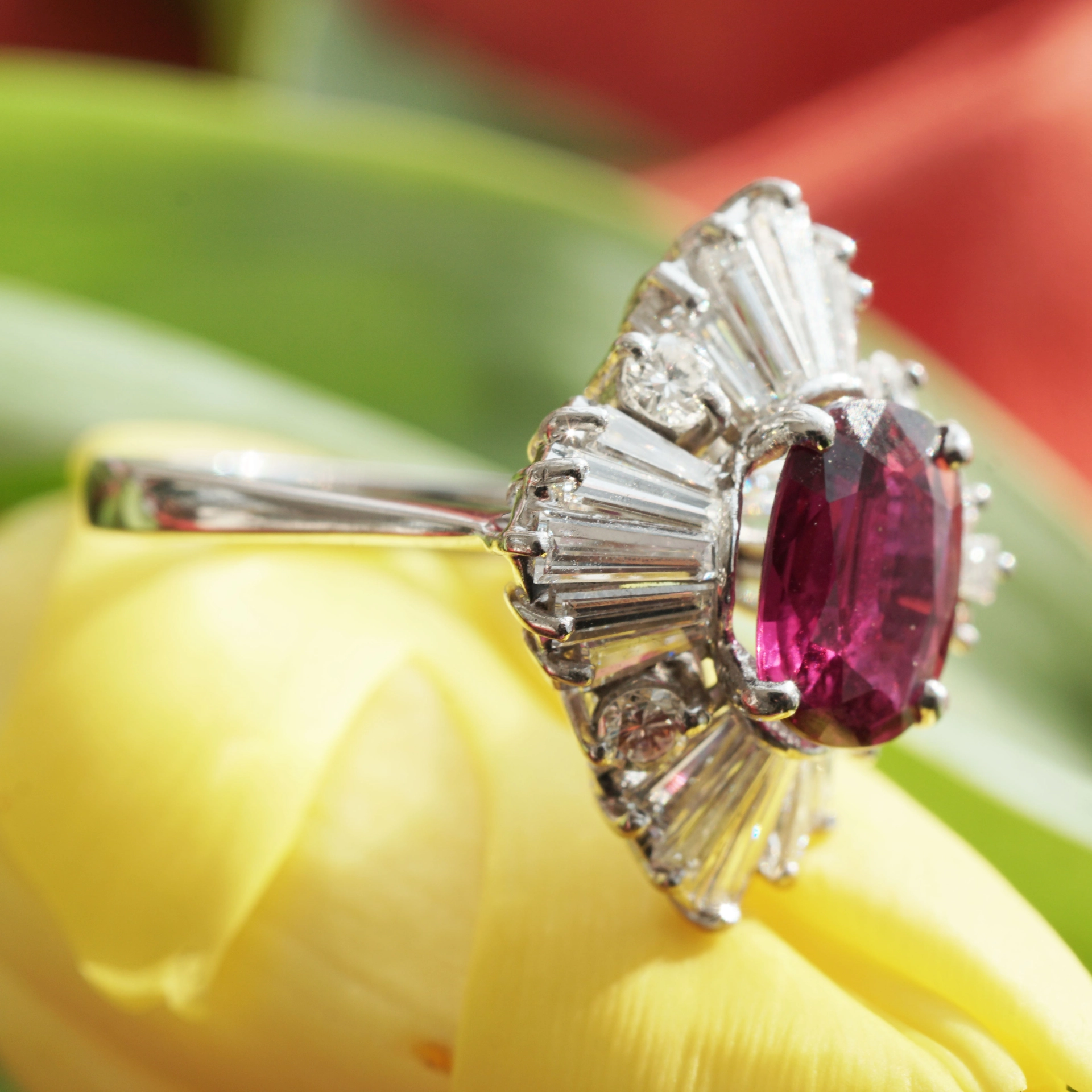 RUBIN Diamant Ring 2 ct AAA+ 1.80 ct weiss lupenrein 585er Weissgold