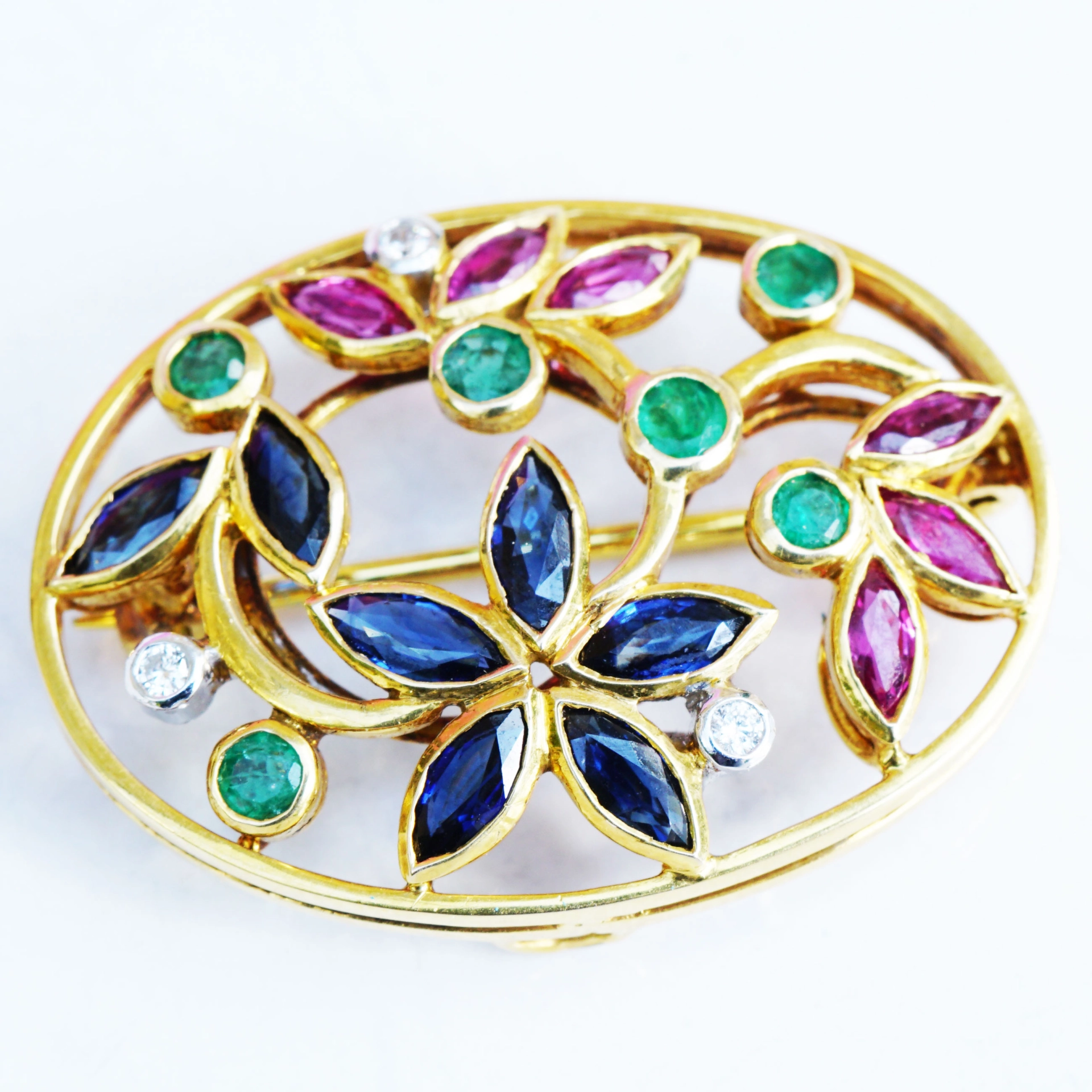 Edelstein Brillant Brosche Anhänger 585er Gold erlesen und fein..