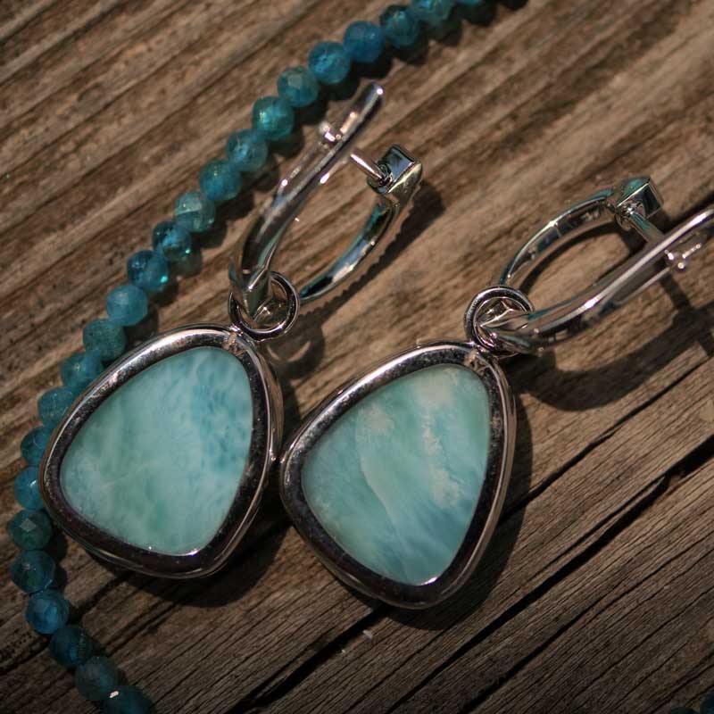 Larimar brilliant hoop earrings 750 white gold 0.20 ct TW VS I unhookable and so blue beautiful