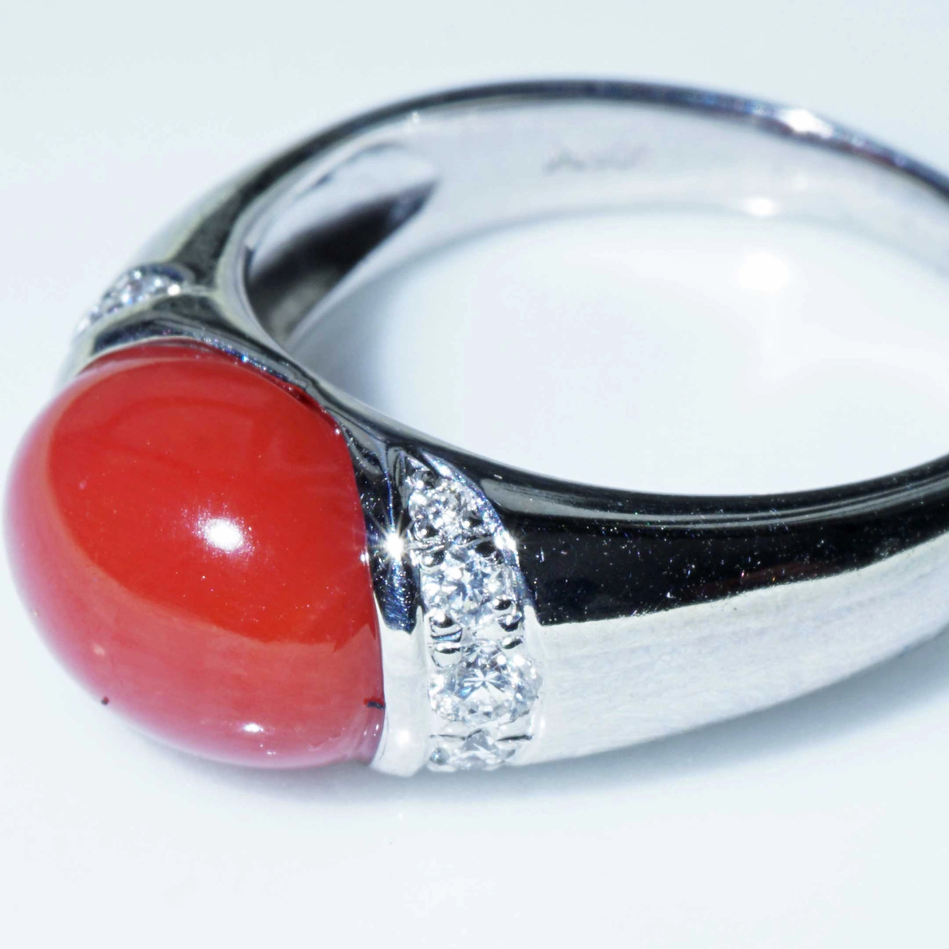 Sardegna Coral Brilliant Ring 900er Platinum AAA+ TW Loupeclean