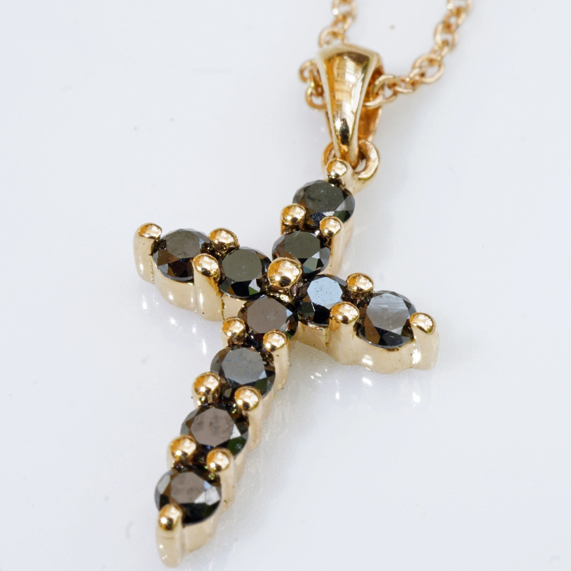 Black Brilliant Cross Pendant 0.35 ct 18 kt Rose Gold made in Italy