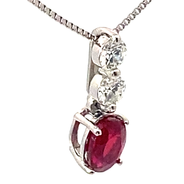 Ruby Solitaire Brilliant Petit Necklace 0.542 0.158 950 and Chain in 850 Platinum TOP Quality