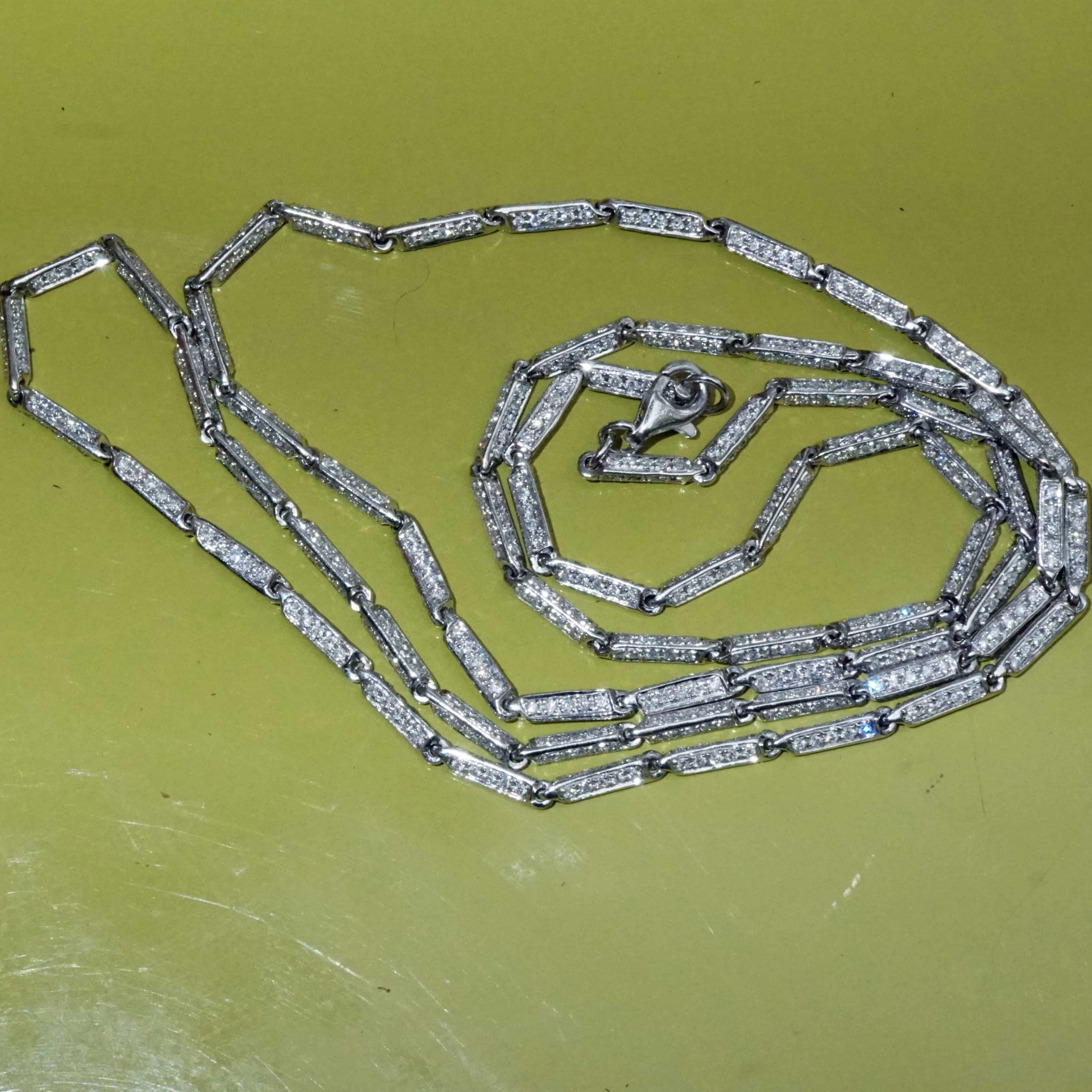 Brilliant Necklace 6.65 ct made with 1050 Diamonds 18 kt White Gold..Opera Lenght with 70 cm