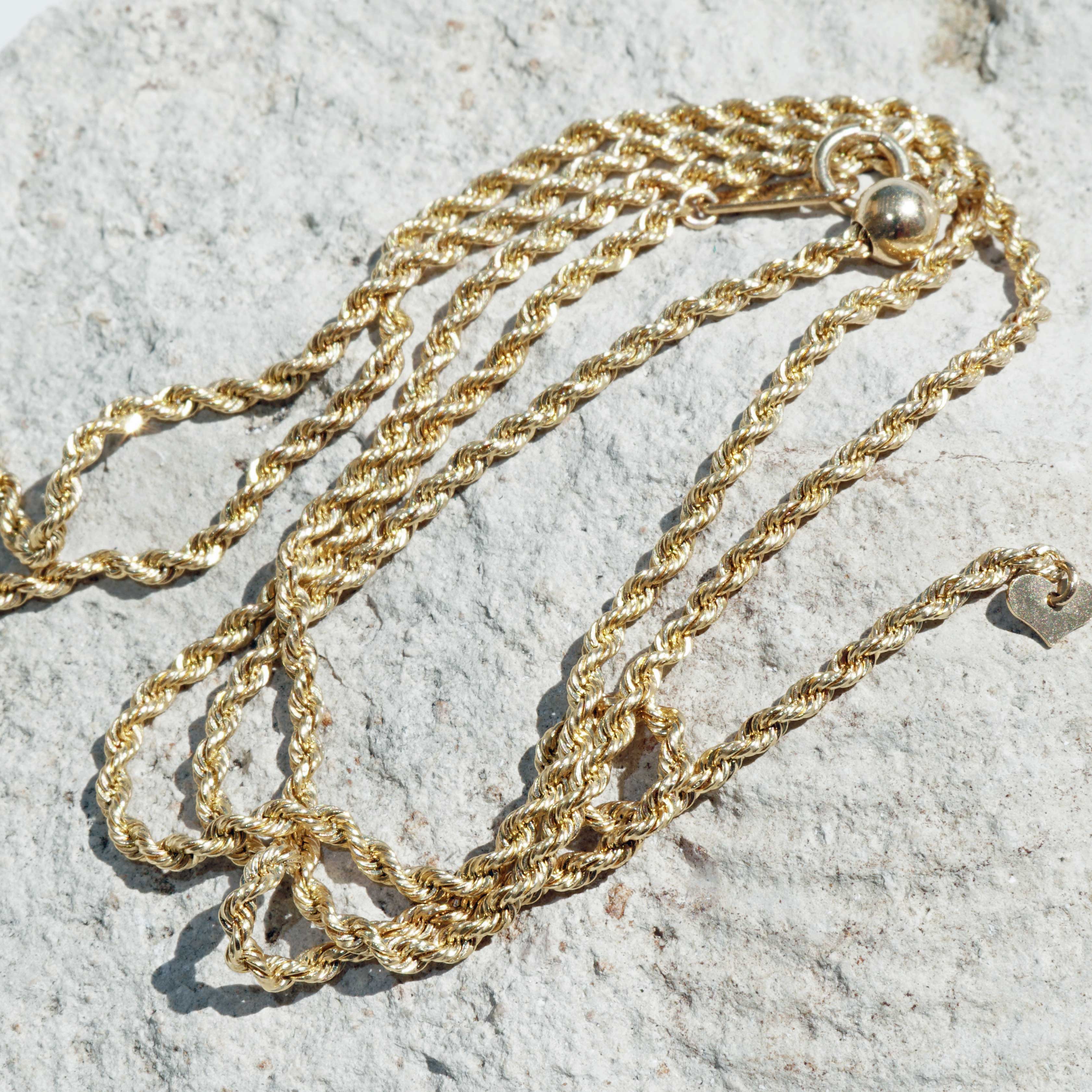 Kordelkette 750er Gelbgold 4 Gramm mit verschiebbaren Federring Verschluss 62 cm Länge