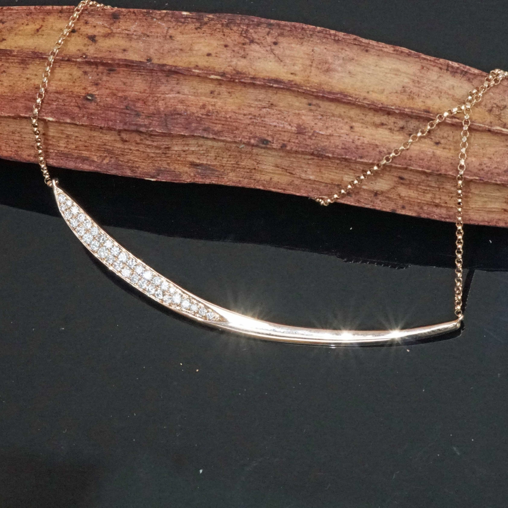 Brilliant Necklace 18 kt Rose Gold 0.35 ct....black Friday Price