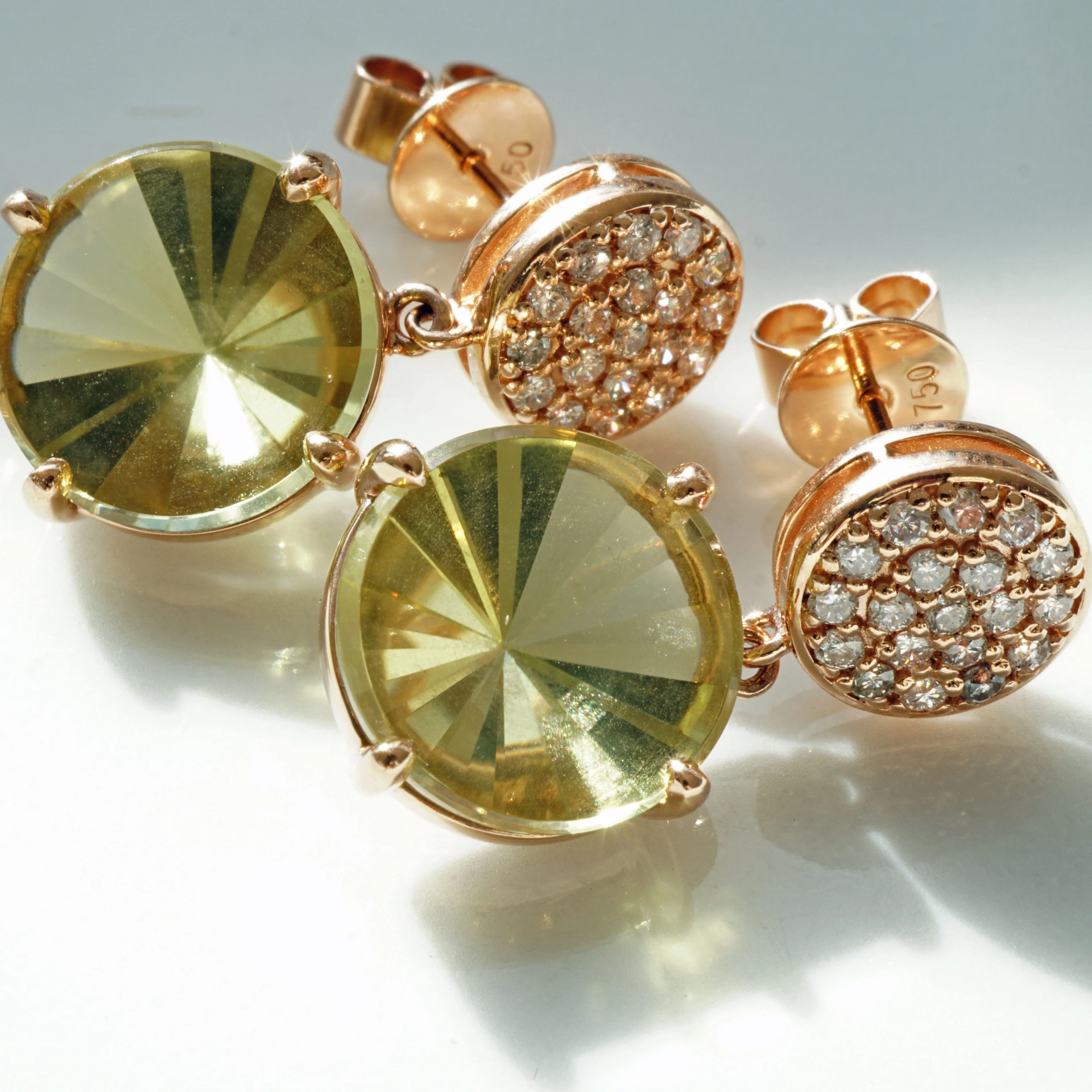 Mastercut Lemonquartz Diamond Earrings....cool modern Style