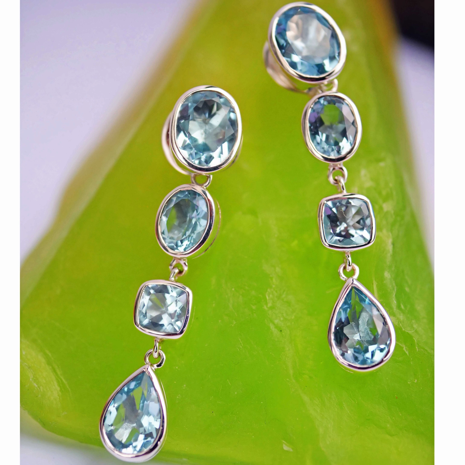 The Best Silver Jewelery forever...High Quality Chilango Earrings Blue Topaz
