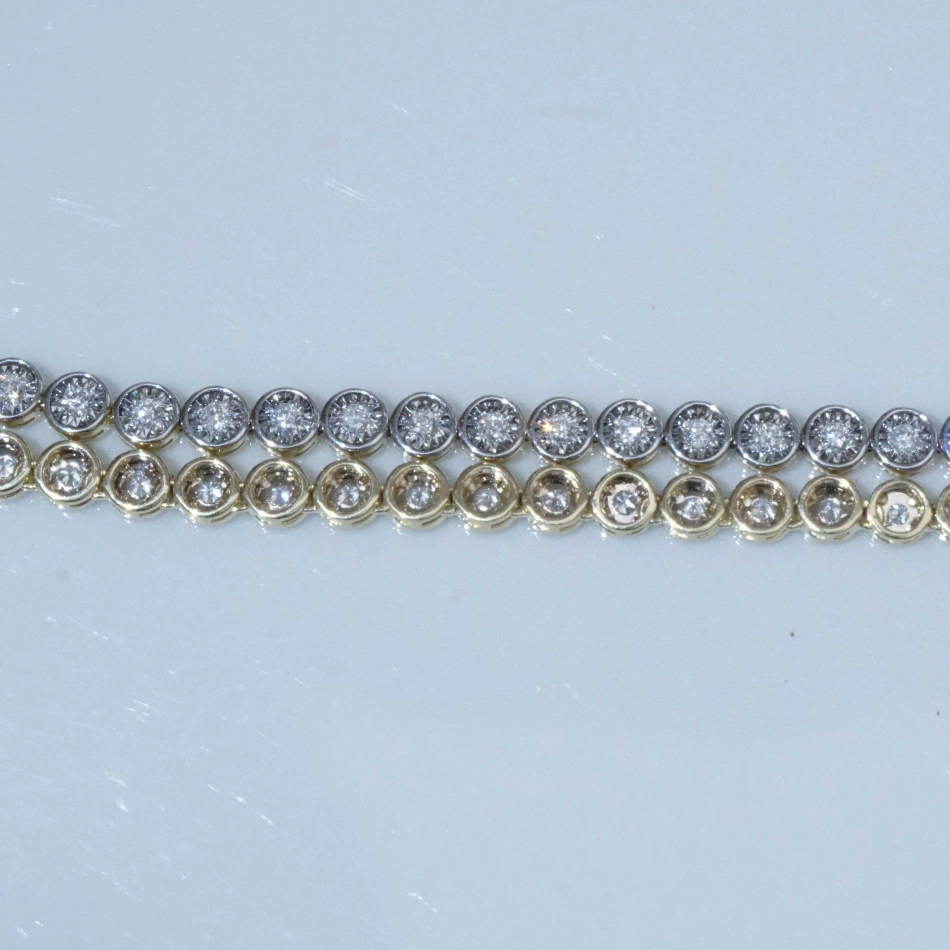 Tennis Necklace and Bracelet 18 kt Yellow Gold 2.60 ct Great Lenght of 60 cm