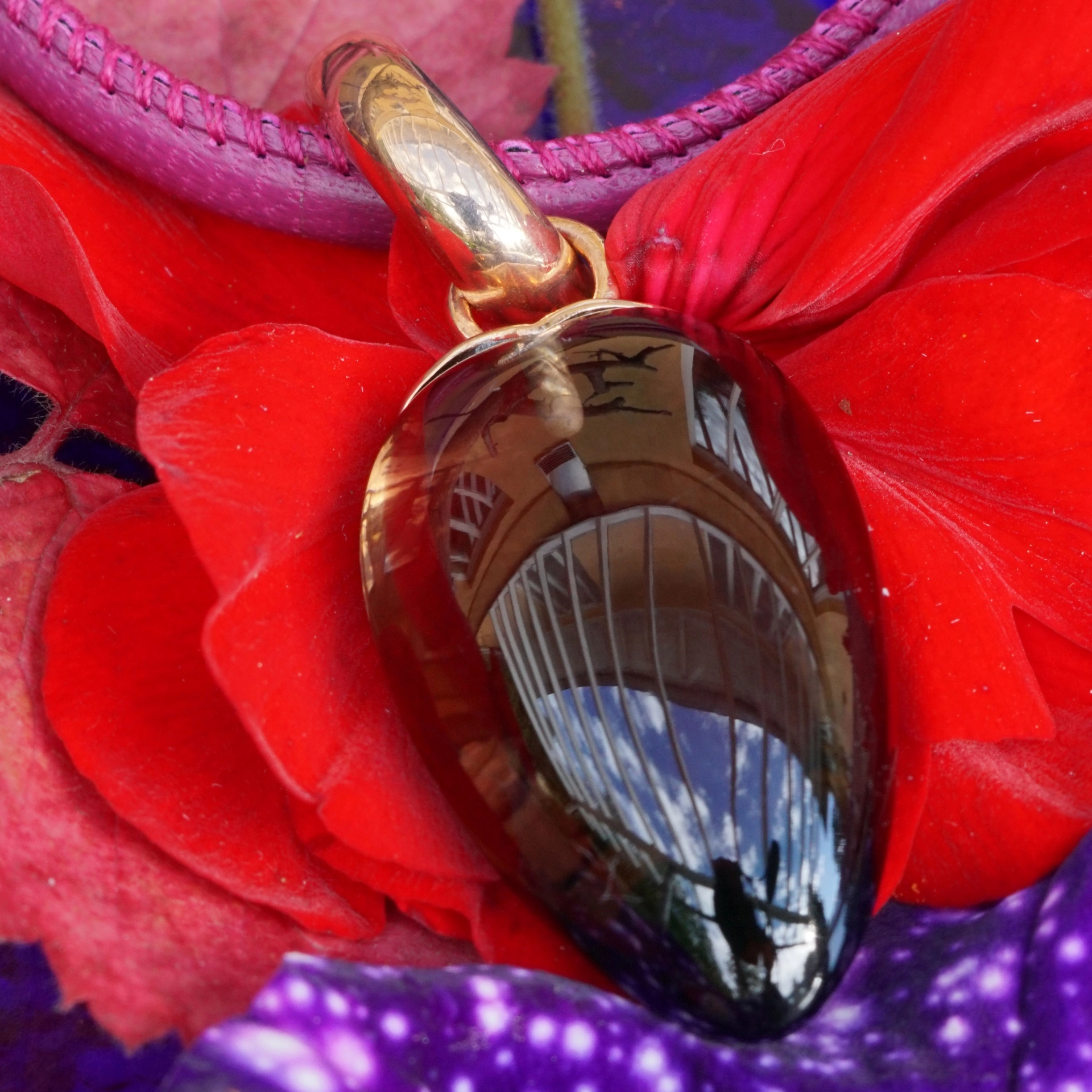 CHILANGO Anhänger Jewel Heart Rose Smokey Quarz Calzedon 925er Silber rose 50 x 18 mm orig. Etui