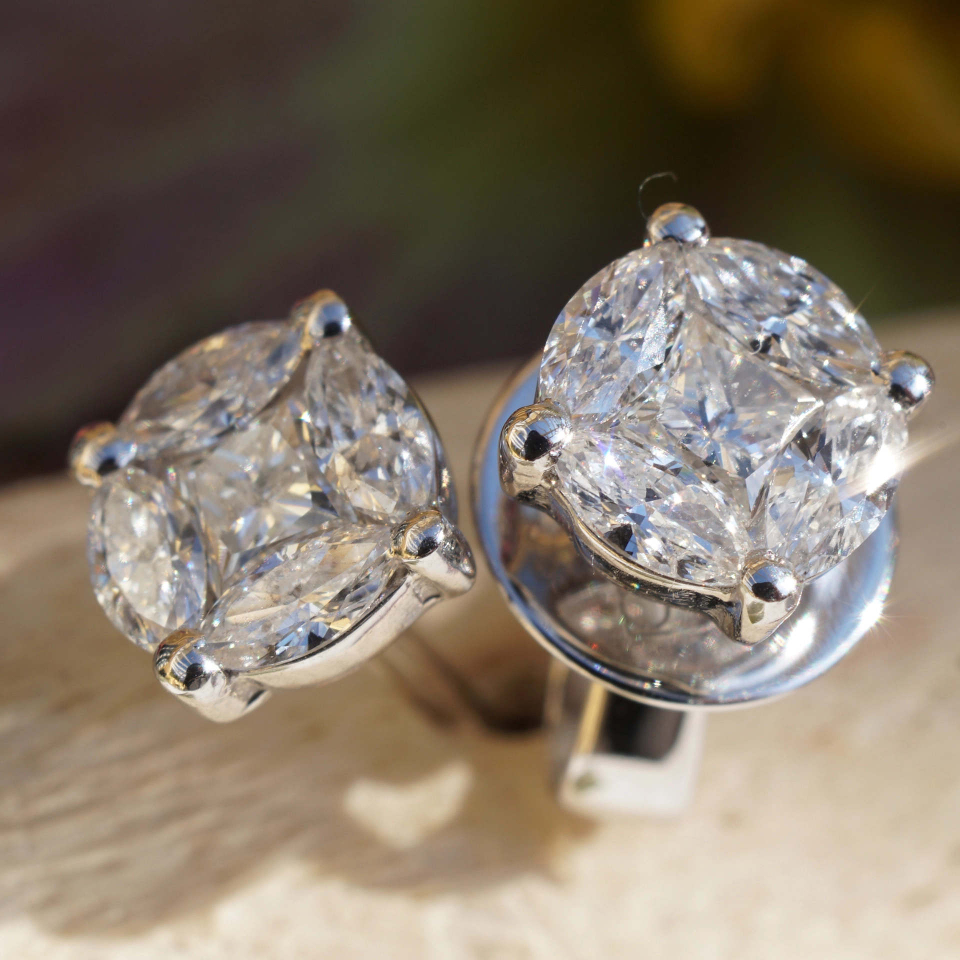 Prinzess Navette Ohrstecker 0.50ct W / SI-P1 Wirkung eines Halbkaräters