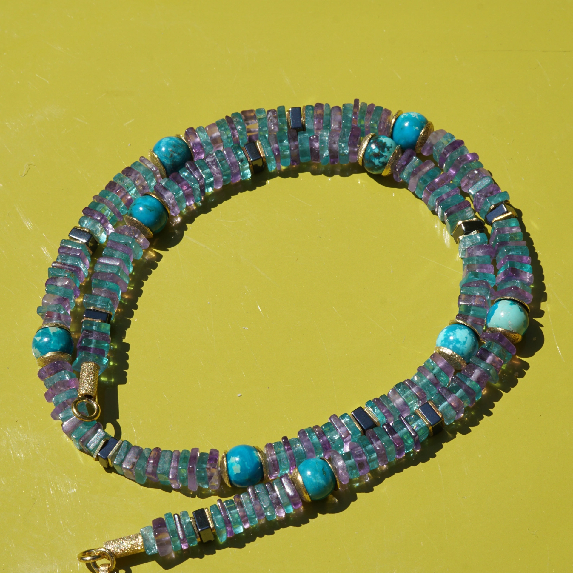 Apatite, Amethyst and Amazonite Necklace....what a Color!