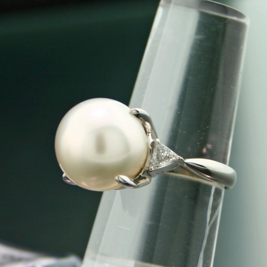 Südsee-Zuchtperl-Diamant-Ring, 900er-Platin,