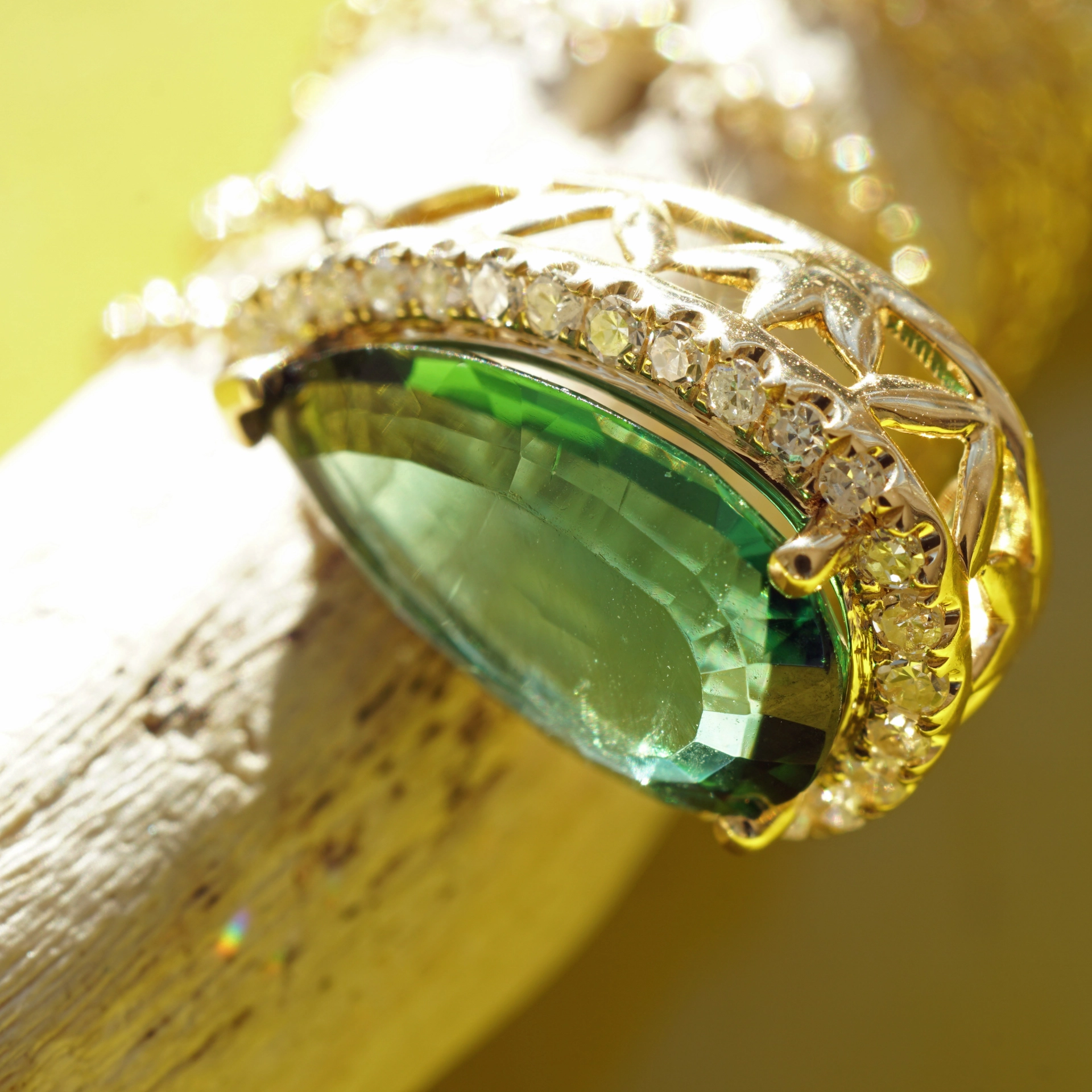 Turmalin Diamant Anhänger 2.28 ct 0.19 ct m. Kette AAA+, 750er Gelbgold, ...schöner geht nicht