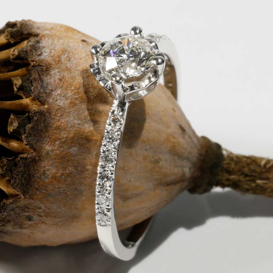 Brilliant Ring 0.59 ct G SI2 SEMI-CARAT by Silhouette Bentner HRD Certificate 950 Platinum