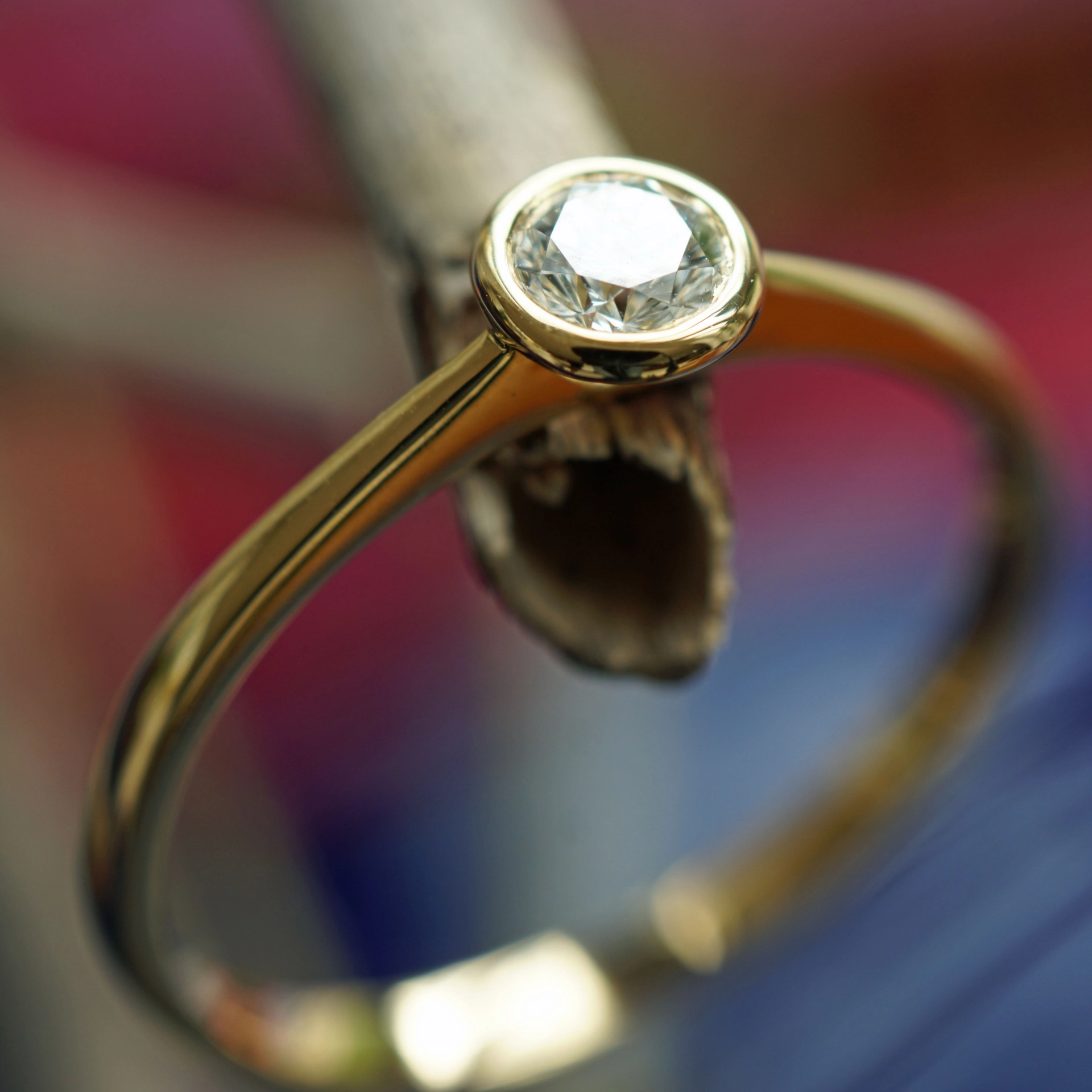 Solitaire Brilliant Ring 0.21 ct TW VVS-VS 750 Yellow Gold 4.7 mm D. Great Brilliance