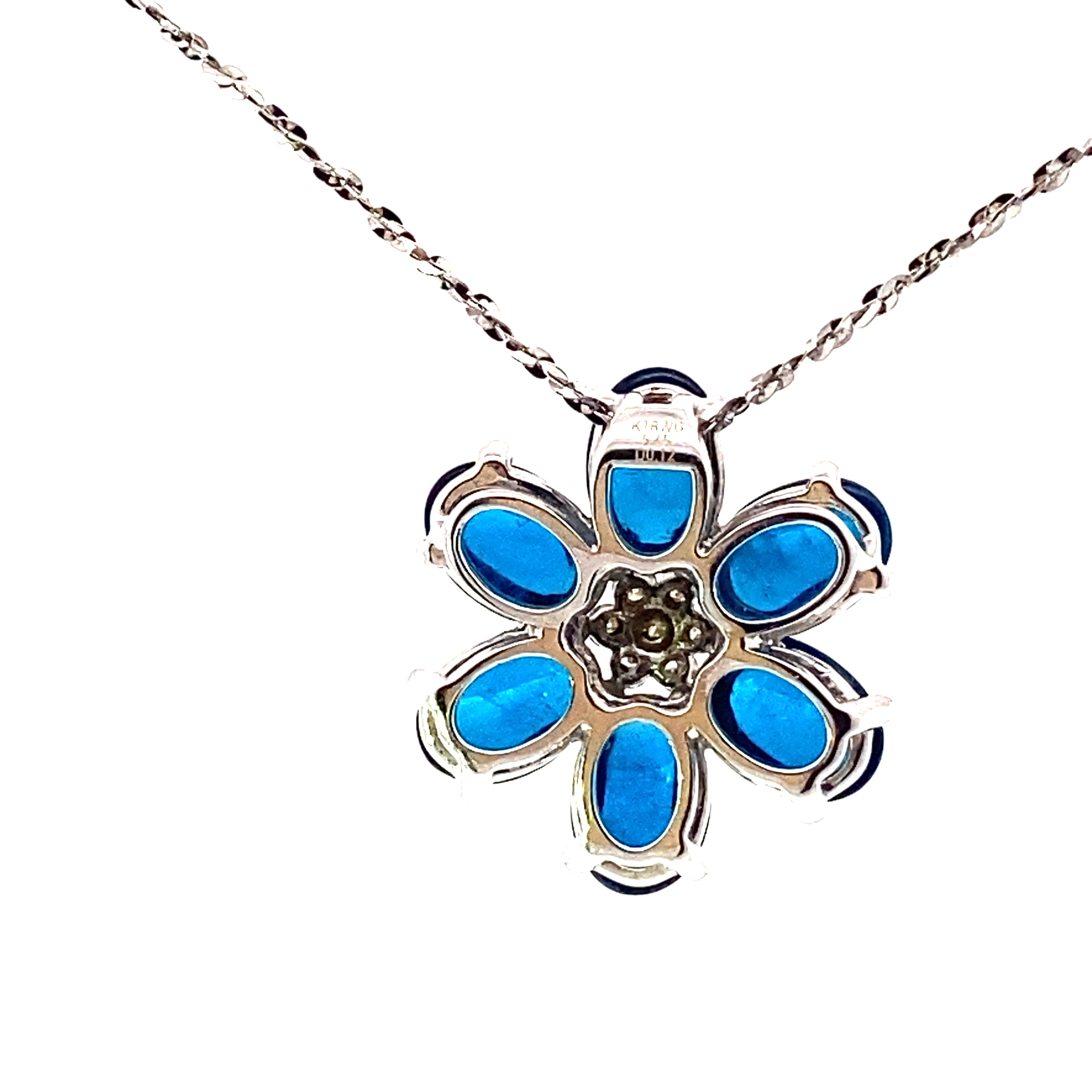 Pendant NEON Colors Apatite and Brilliants 18 kt White Gold 5.45 carats with Chain