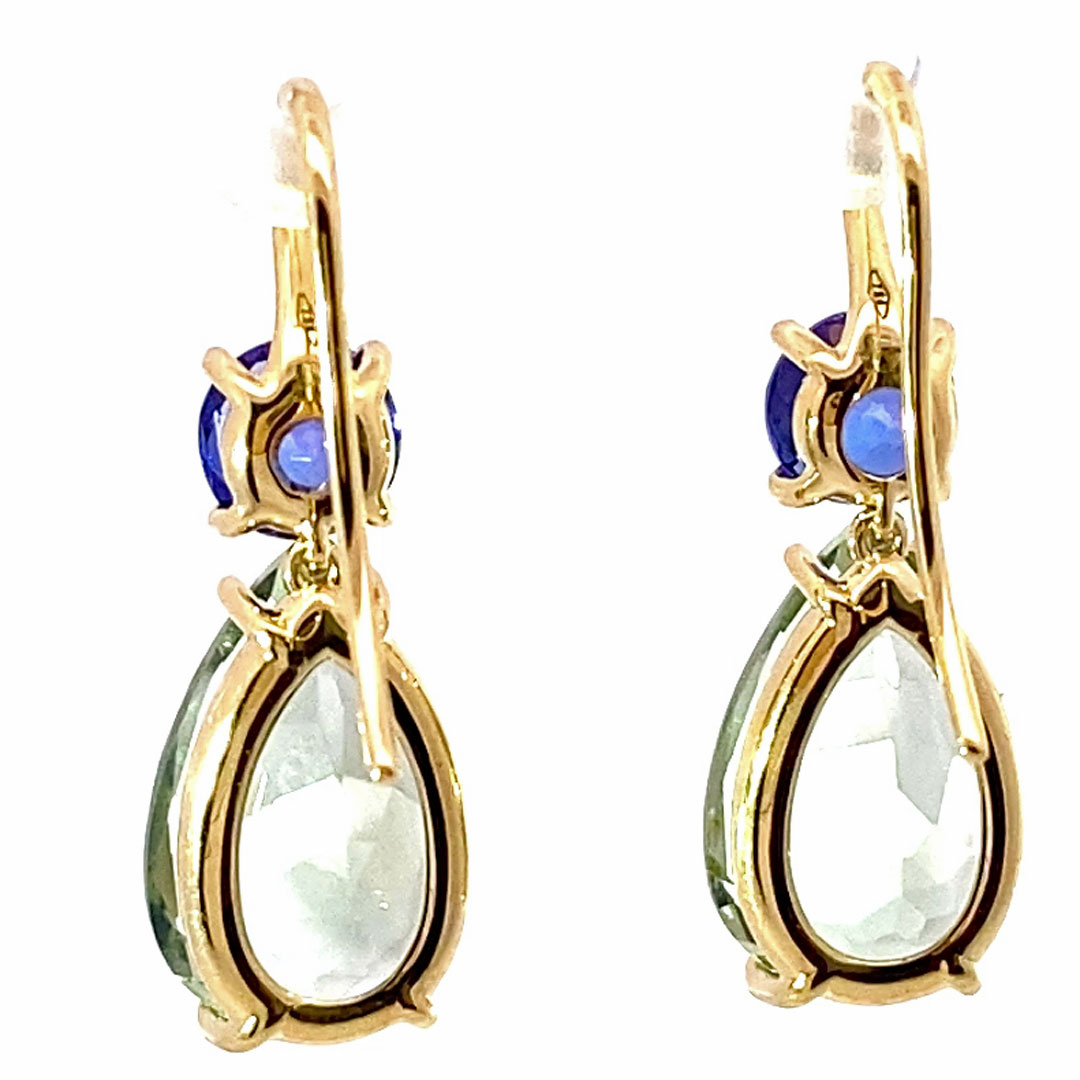 Bluetopaz Amethyst Earrings of high quality made in a traditional Italian goldsmith in Valenza, modern Design