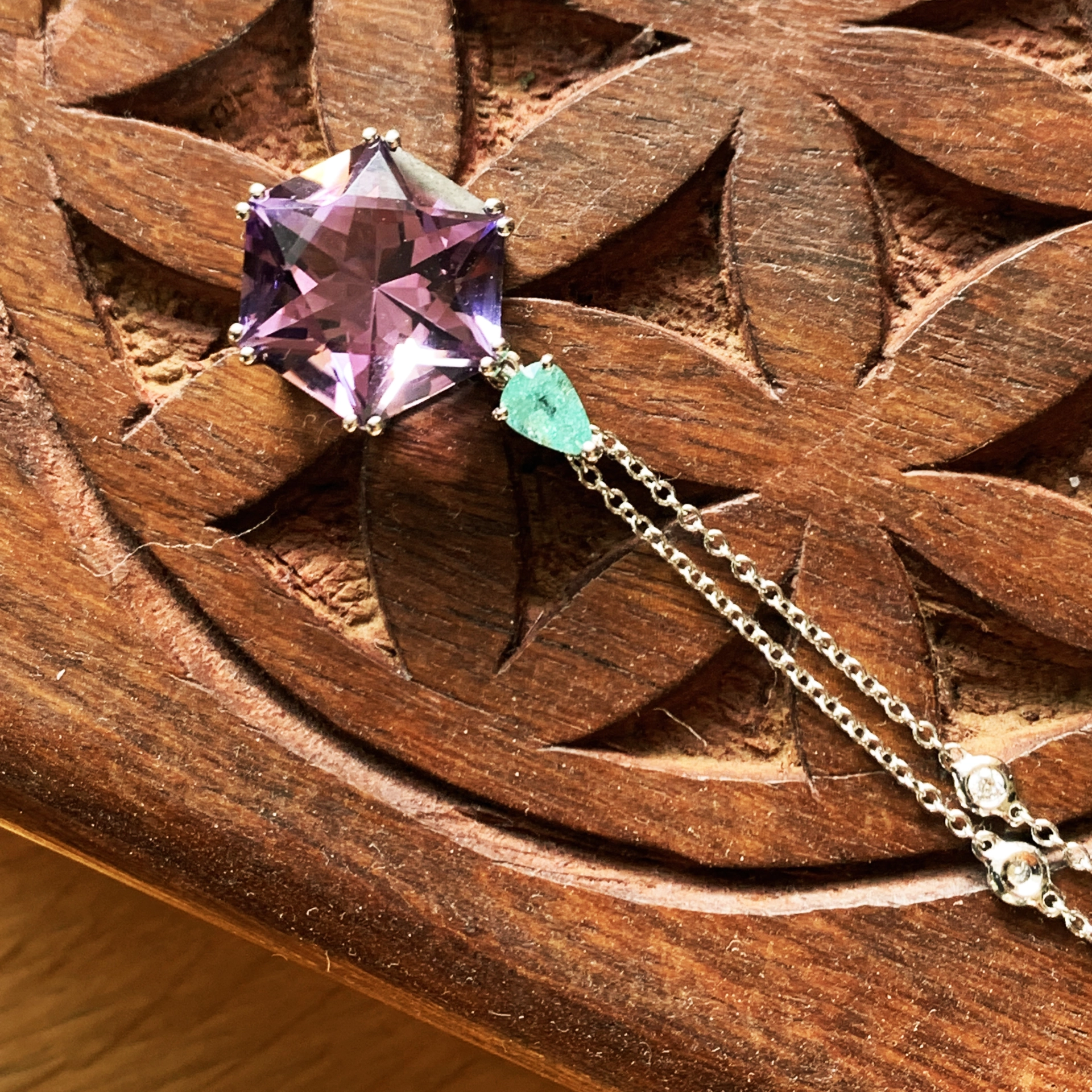 Paraiba Turmalin Amethyst Brillant Collier 750er Weissgold 42 cm lang WAHNSINNSFARBEN