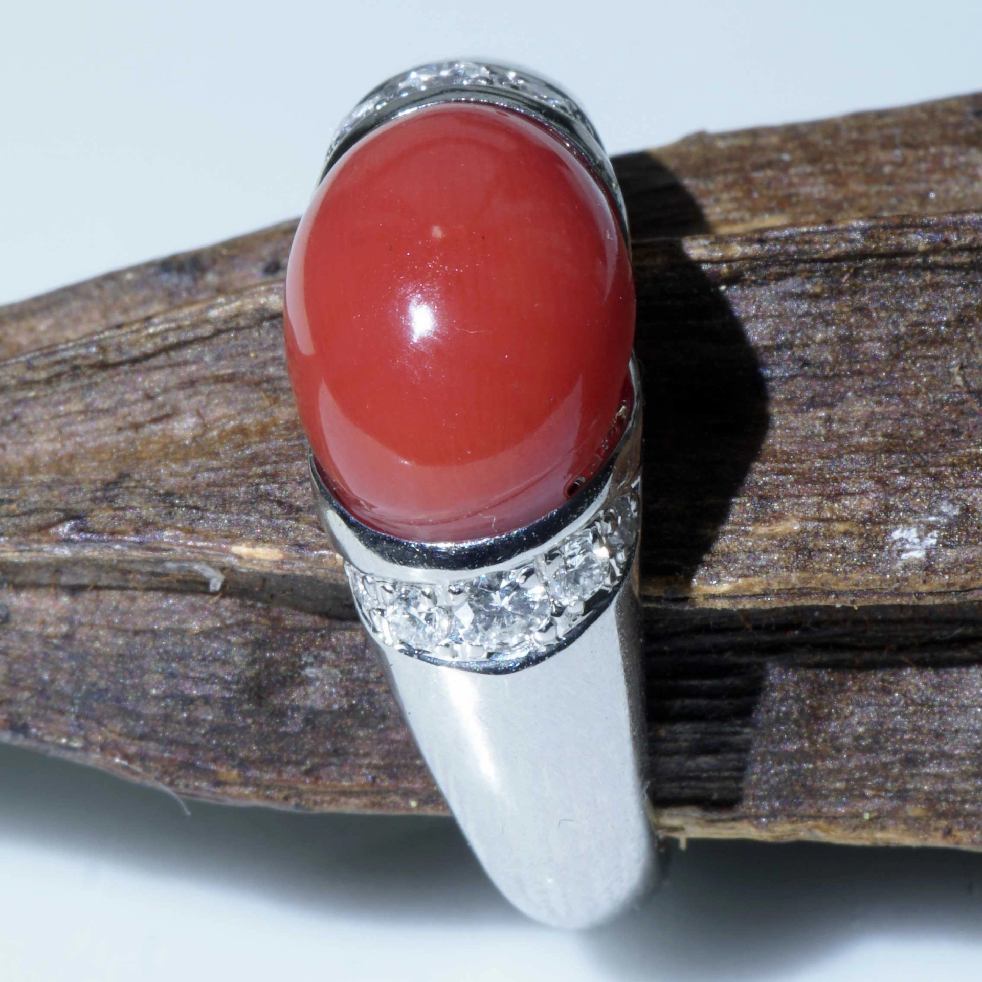 Sardegna Coral Brilliant Ring 900er Platinum AAA+ TW Loupeclean