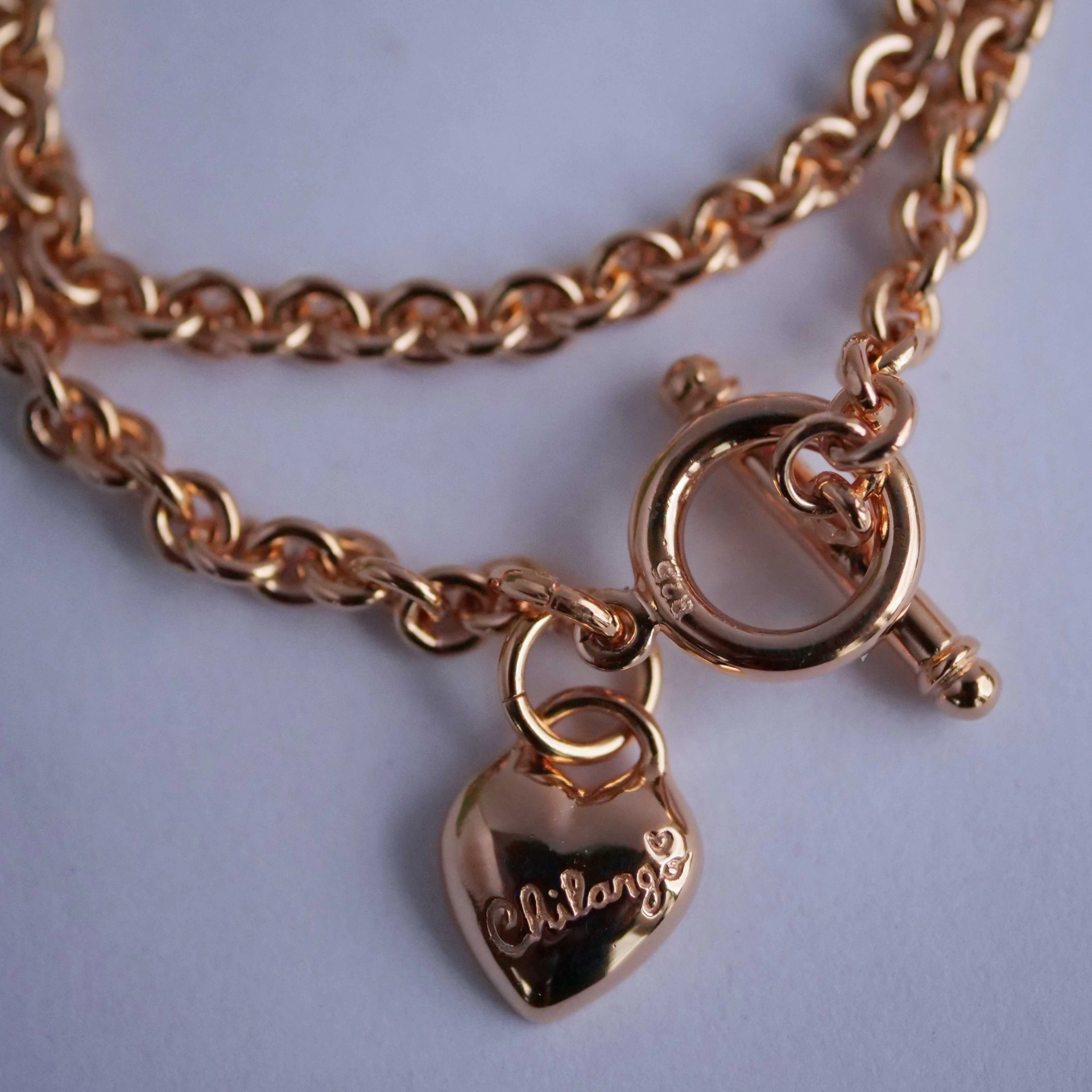 Chilango 4 mm Anchor Chain in 45 cm 925 silver 18kt rose gold plated