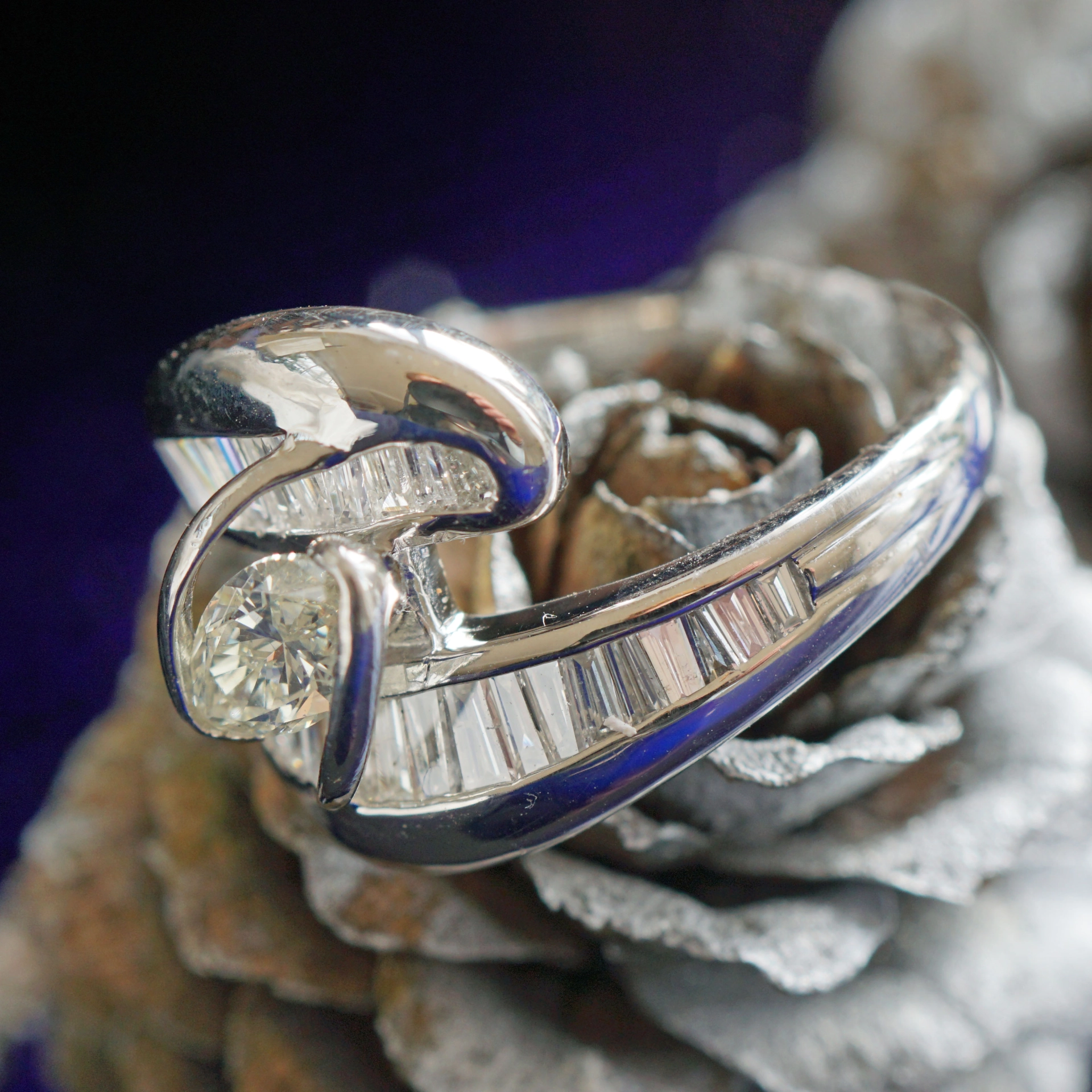 Marquise Diamond Ring Platinium over 1 ct Diamonds...very noble