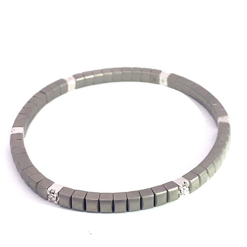 Unisex Tennis Flex Bracelet Titanium grey  0.30 ct Brilliants 18 kt Whitegold by Silhouette Schmuck Bentner