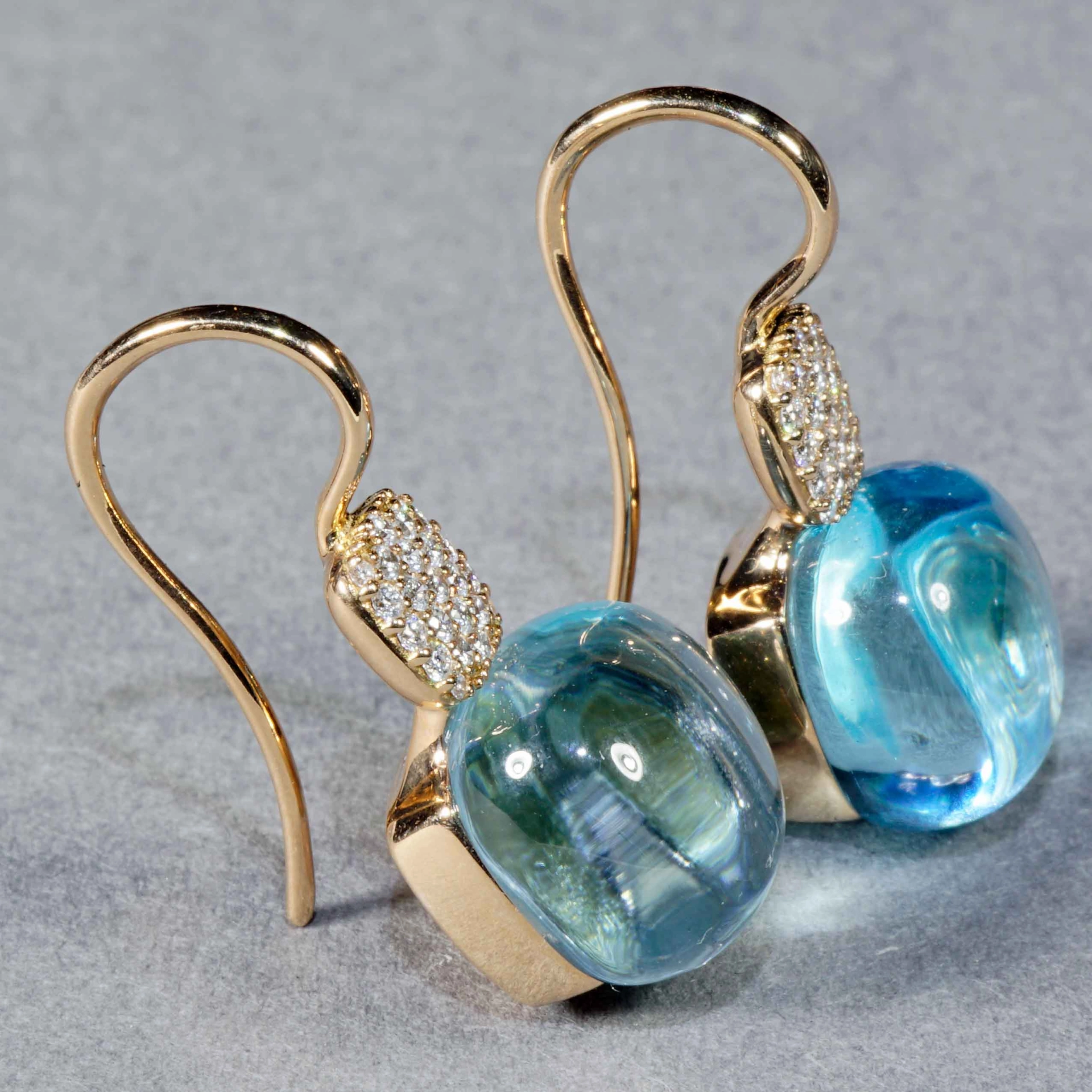 Bluetopaz Brilliant Earrings 18 kt Rose Gold...modern Design so stunning 