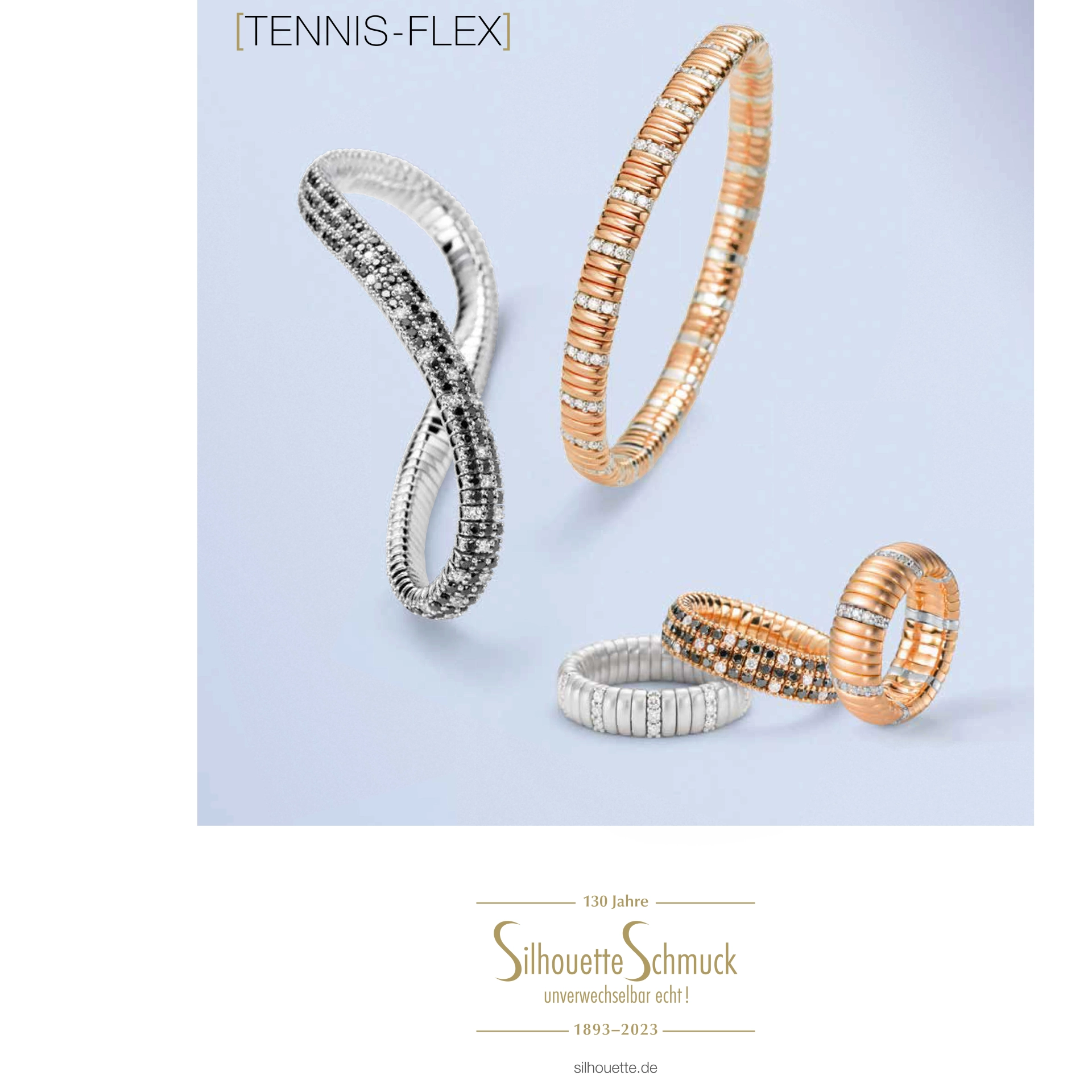 Brilliant Memory Ring Magic flexibel black-white 18 kt Rosegold..ingenious and simple
