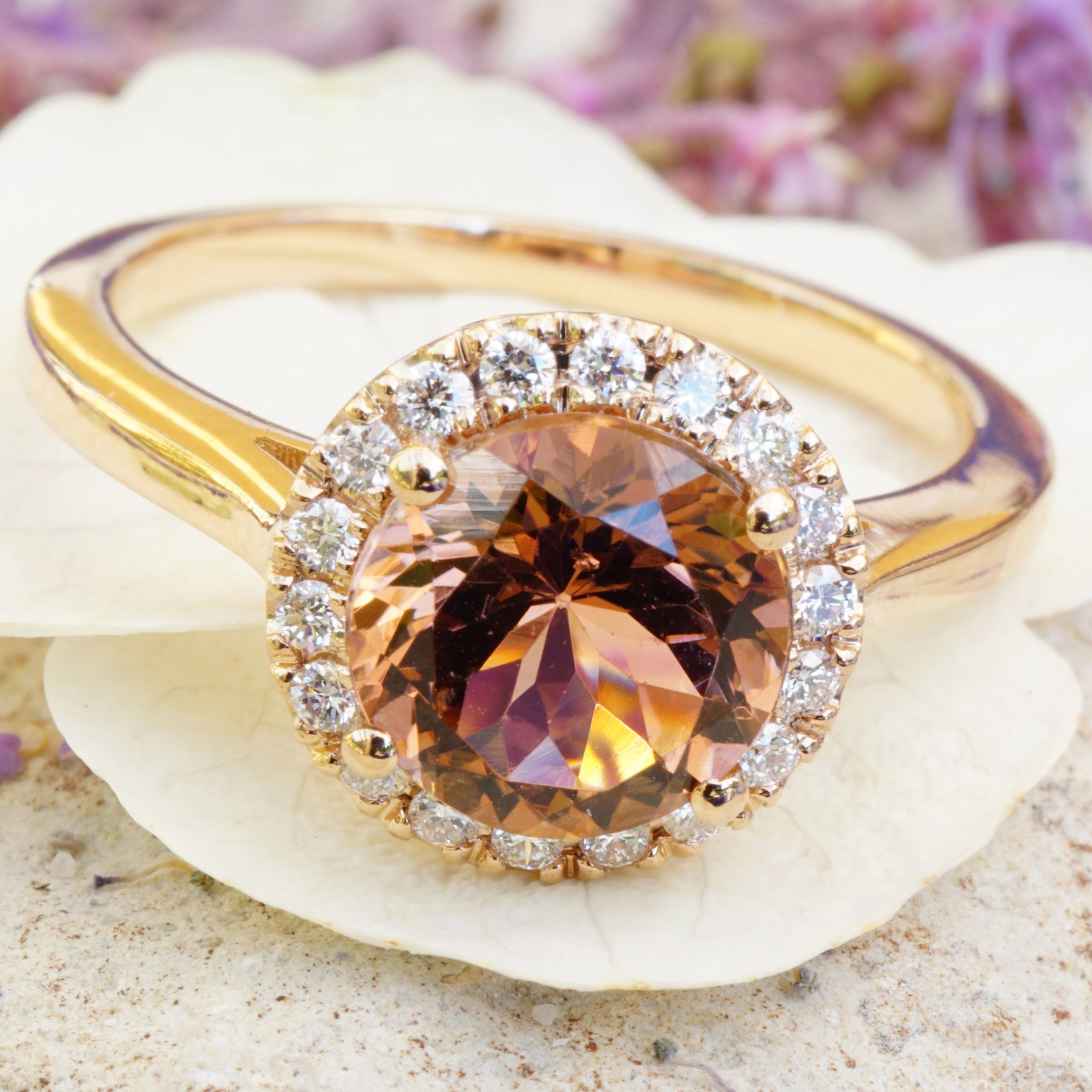 Turmalin Ring 18 kt Rosegold made in Valenza Springcolors